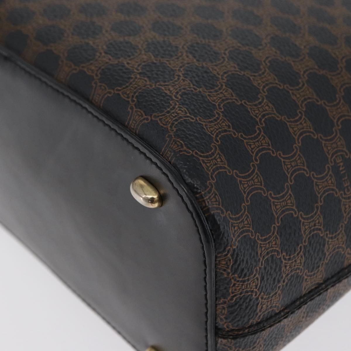 CELINE Macadam Canvas Shoulder Bag PVC Leather Black Gold Auth 171442V
