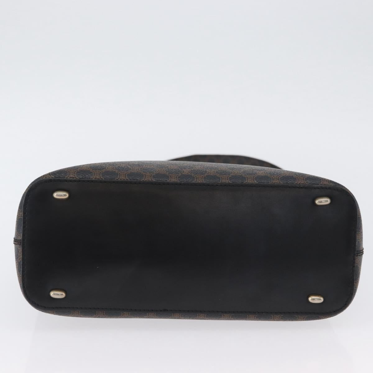 CELINE Macadam Canvas Shoulder Bag PVC Leather Black Gold Auth 171442V