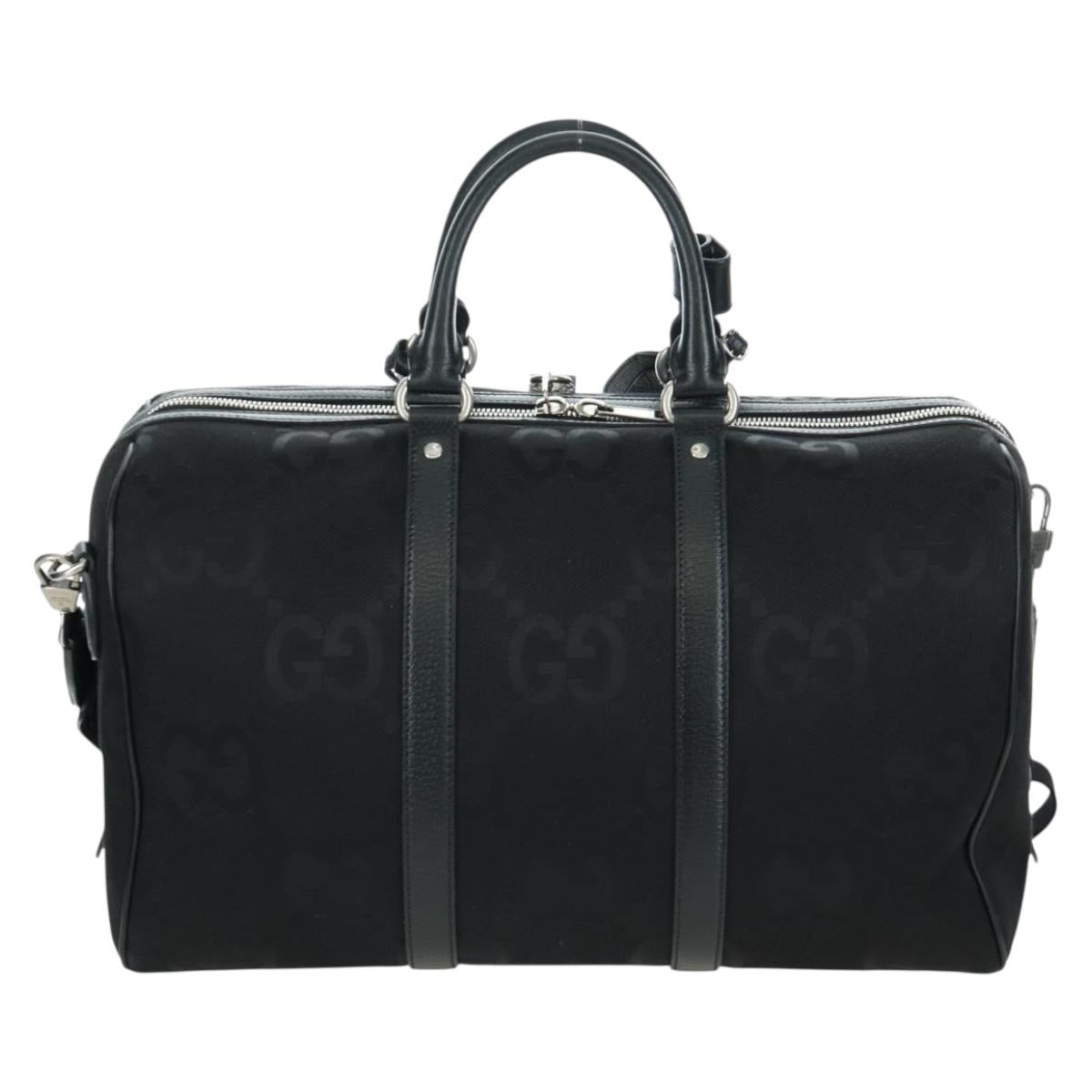 GUCCI GG Canvas Boston Bag 2way Black Silver 739581 Auth 171443SAM