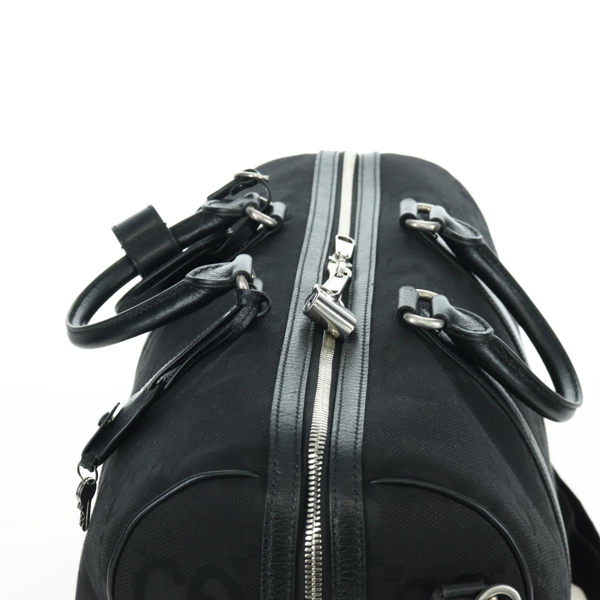 GUCCI GG Canvas Boston Bag 2way Black Silver 739581 Auth 171443SAM