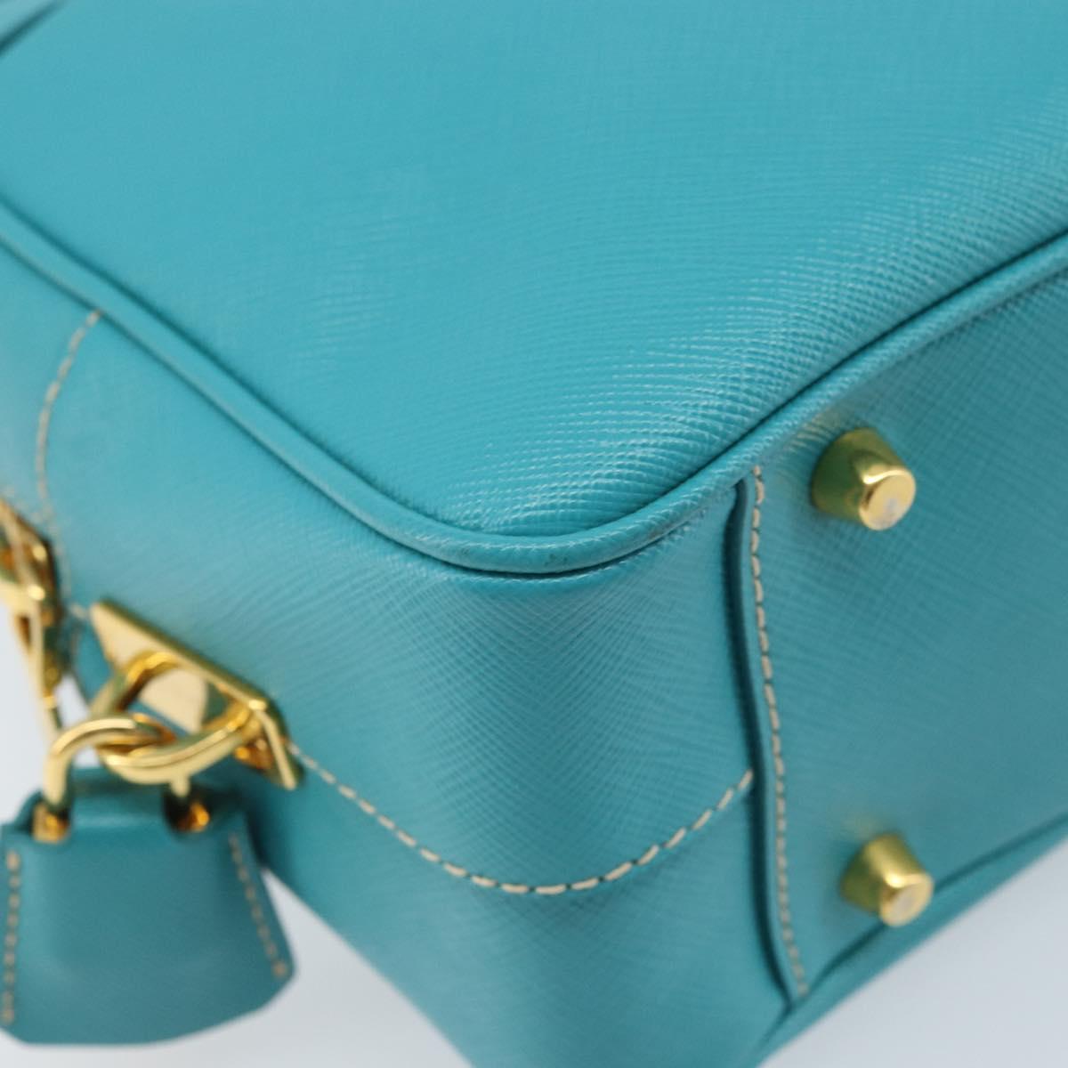 PRADA Hand Bag Safiano leather Gold Emerald Green Auth 171445V