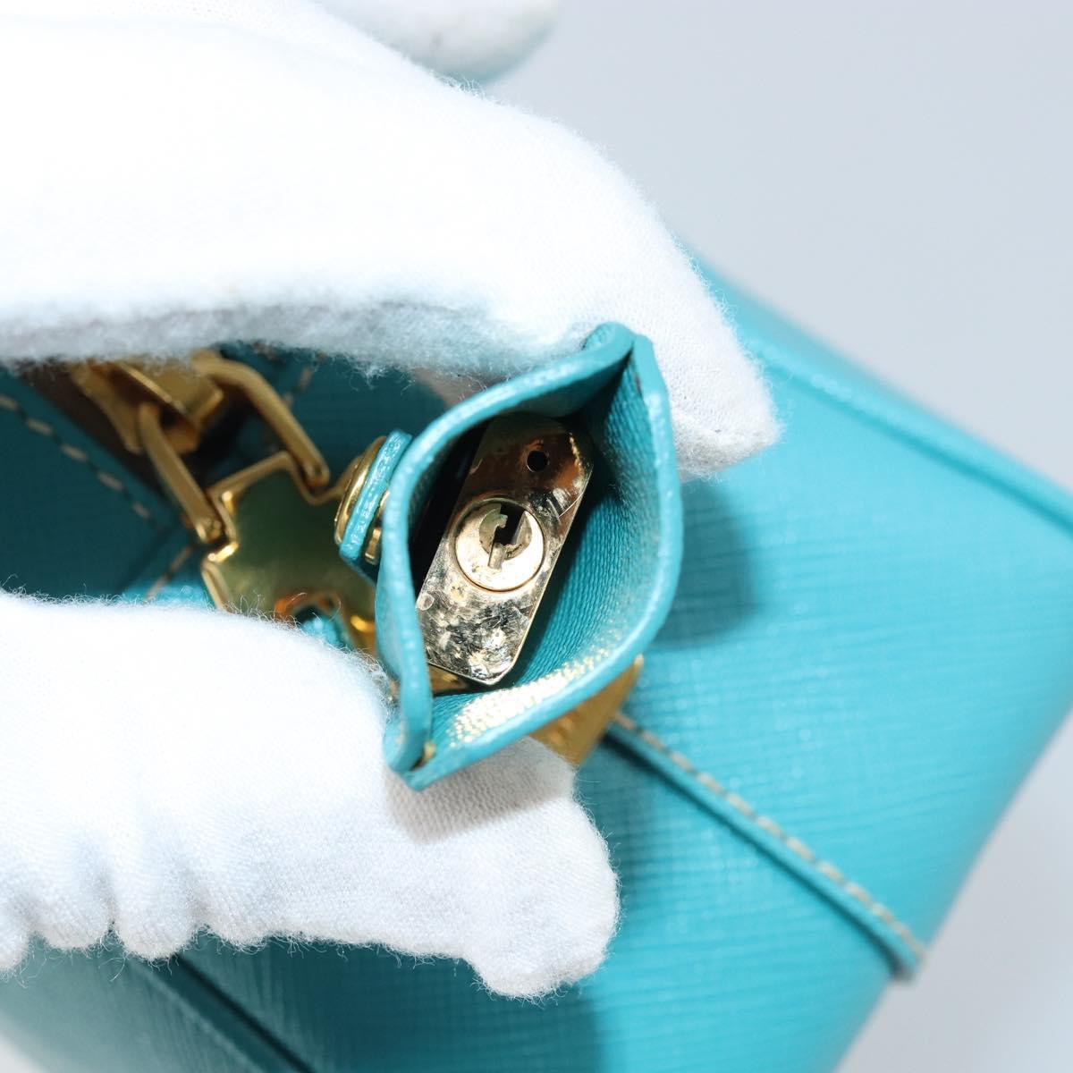 PRADA Hand Bag Safiano leather Gold Emerald Green Auth 171445V