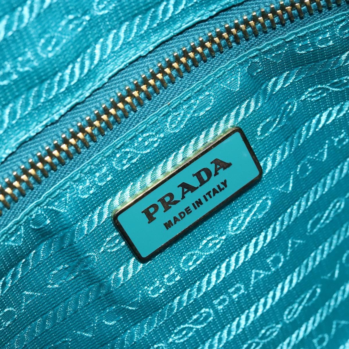 PRADA Hand Bag Safiano leather Gold Emerald Green Auth 171445V