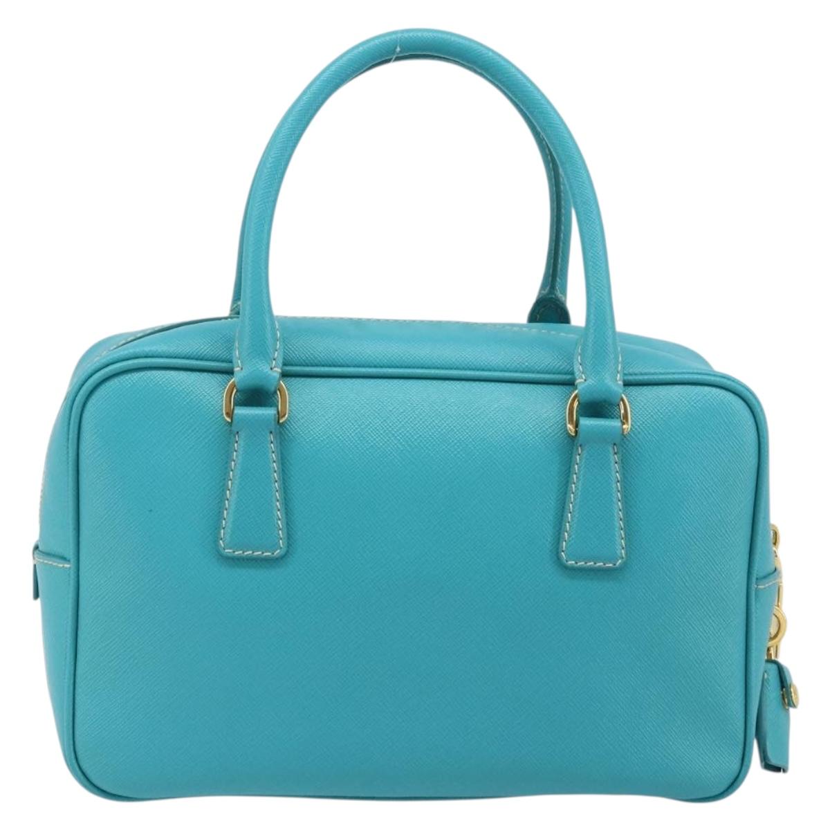 PRADA Hand Bag Safiano leather Gold Emerald Green Auth 171445V