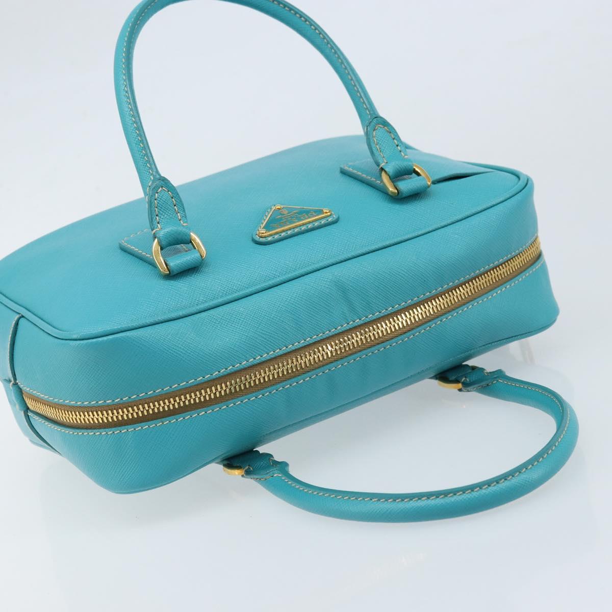 PRADA Hand Bag Safiano leather Gold Emerald Green Auth 171445V