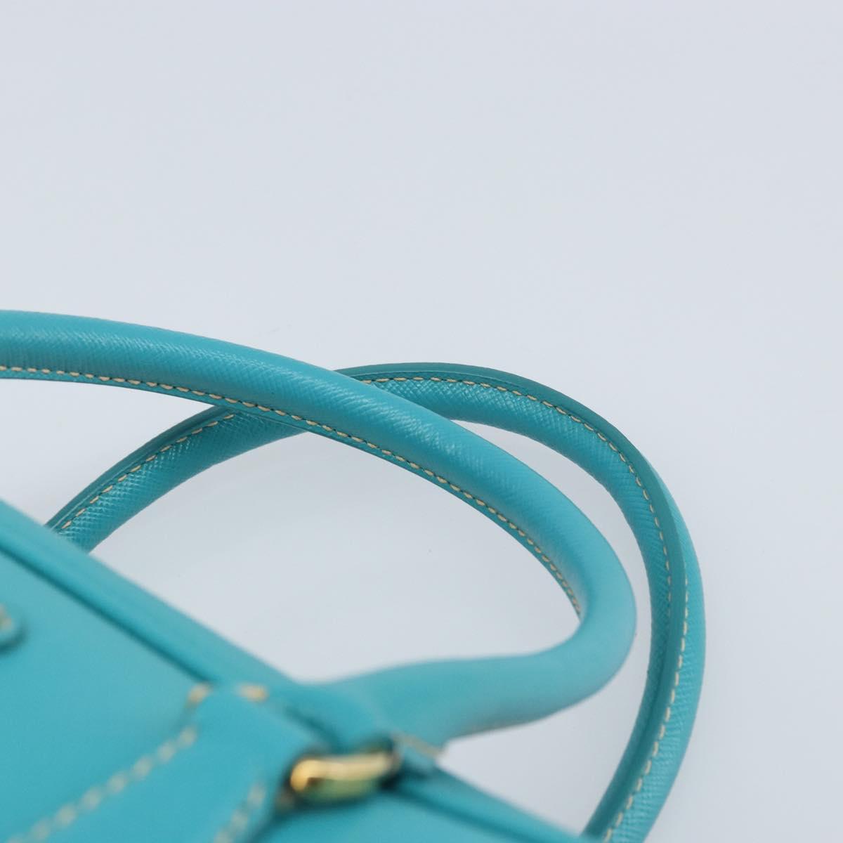 PRADA Hand Bag Safiano leather Gold Emerald Green Auth 171445V