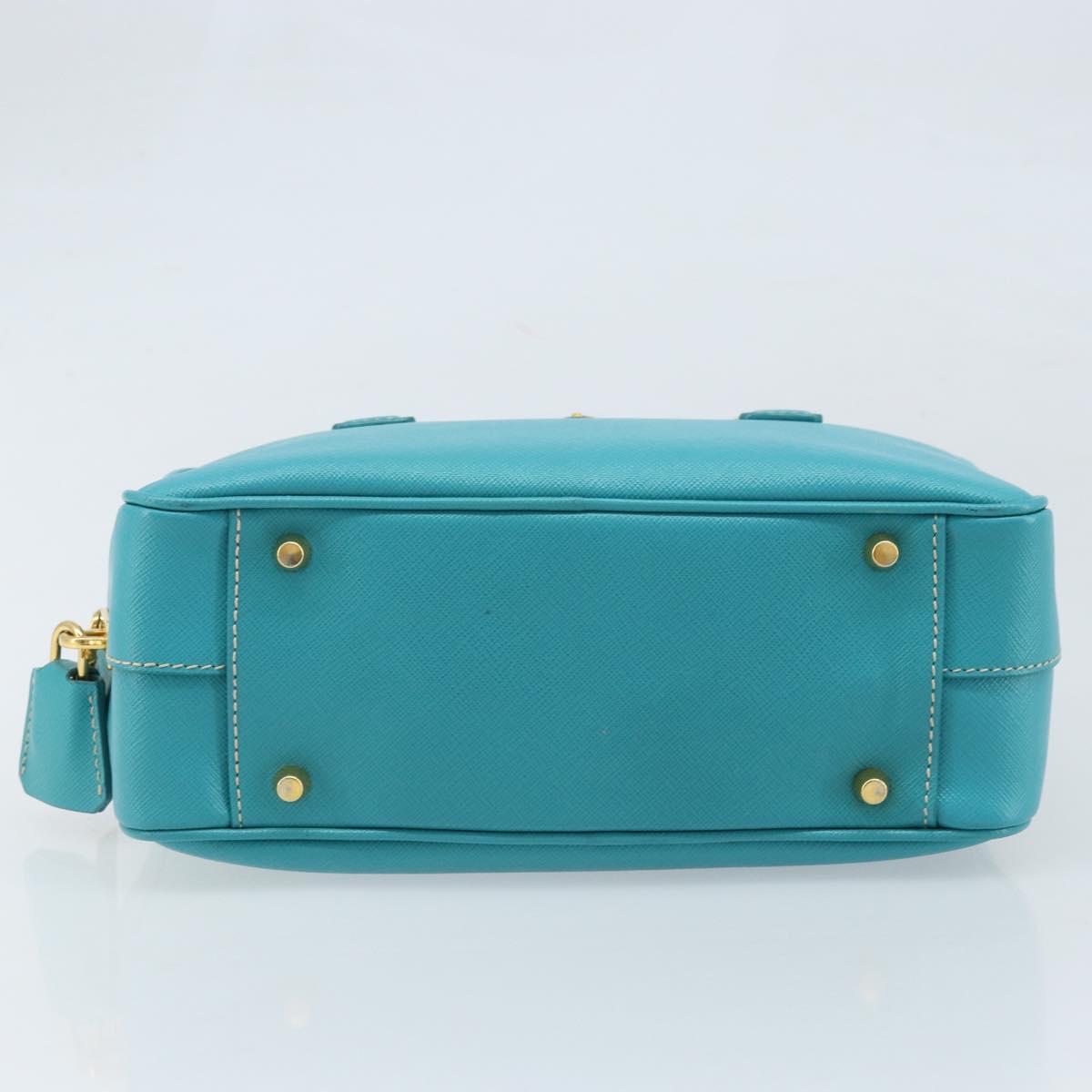 PRADA Hand Bag Safiano leather Gold Emerald Green Auth 171445V