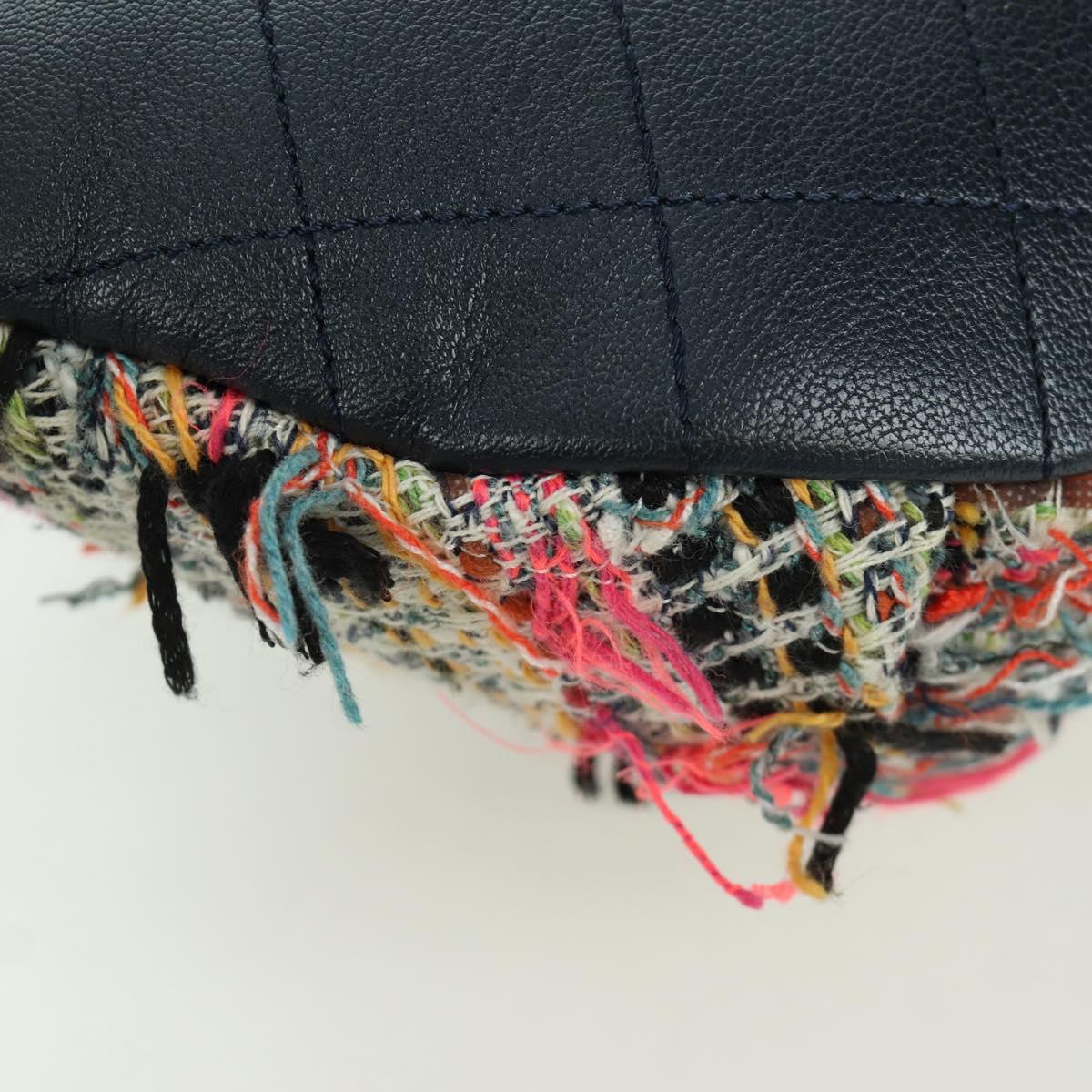 CHANEL Matelasse Chain Bag Tweed 2way Multicolor Silver CC Auth 171446SAM