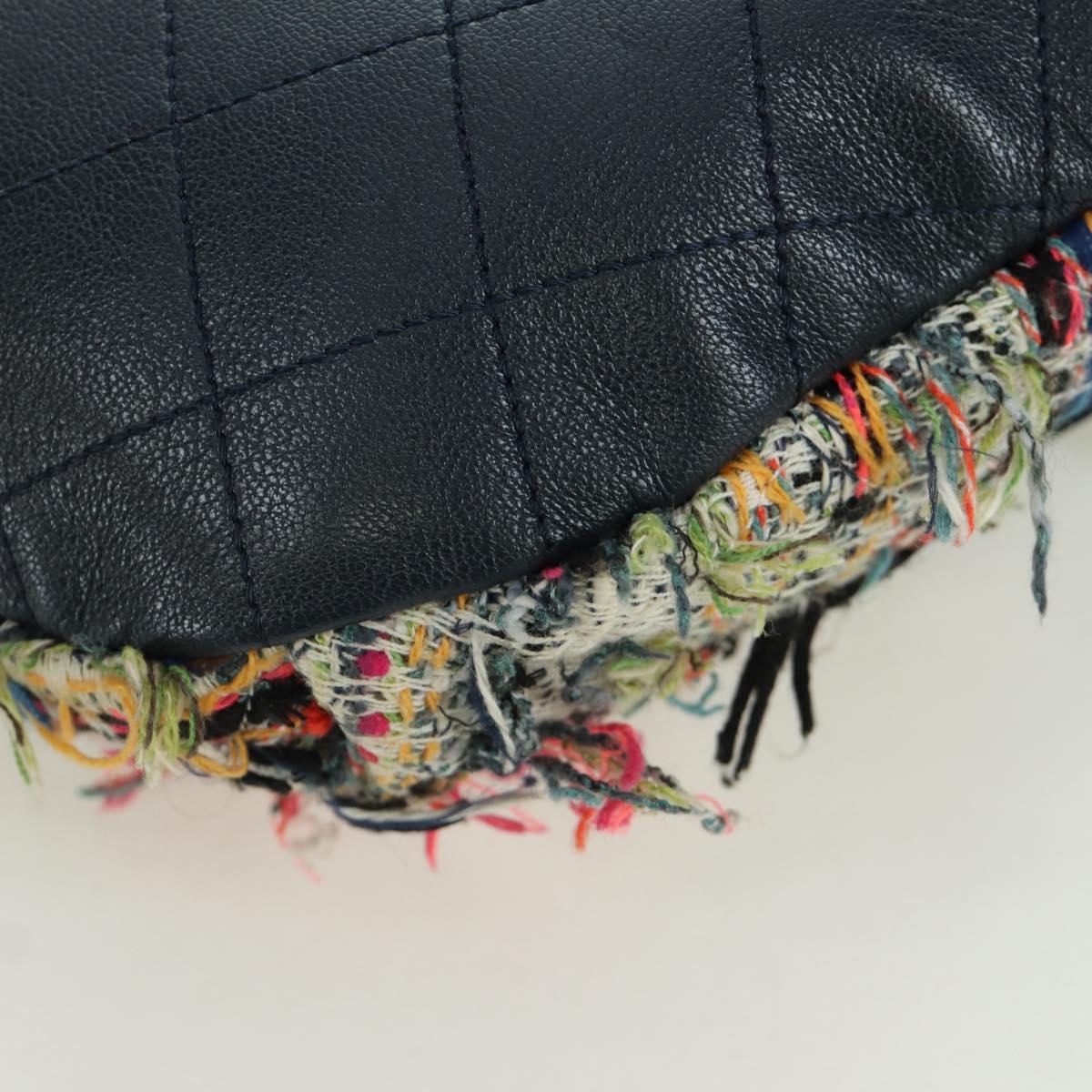 CHANEL Matelasse Chain Bag Tweed 2way Multicolor Silver CC Auth 171446SAM