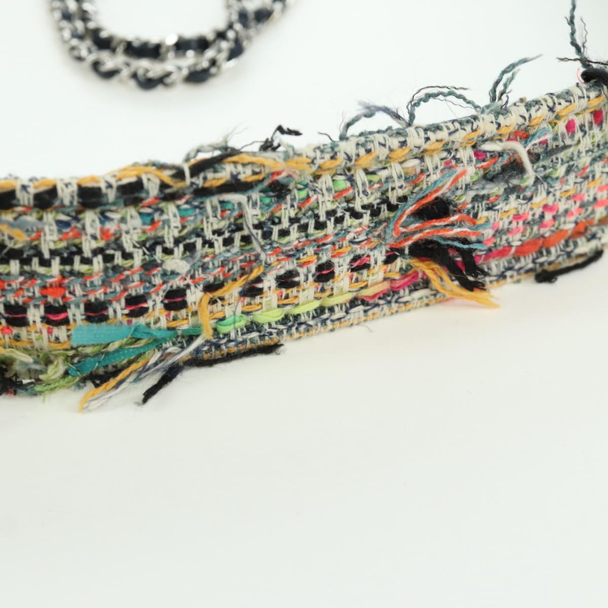 CHANEL Matelasse Chain Bag Tweed 2way Multicolor Silver CC Auth 171446SAM