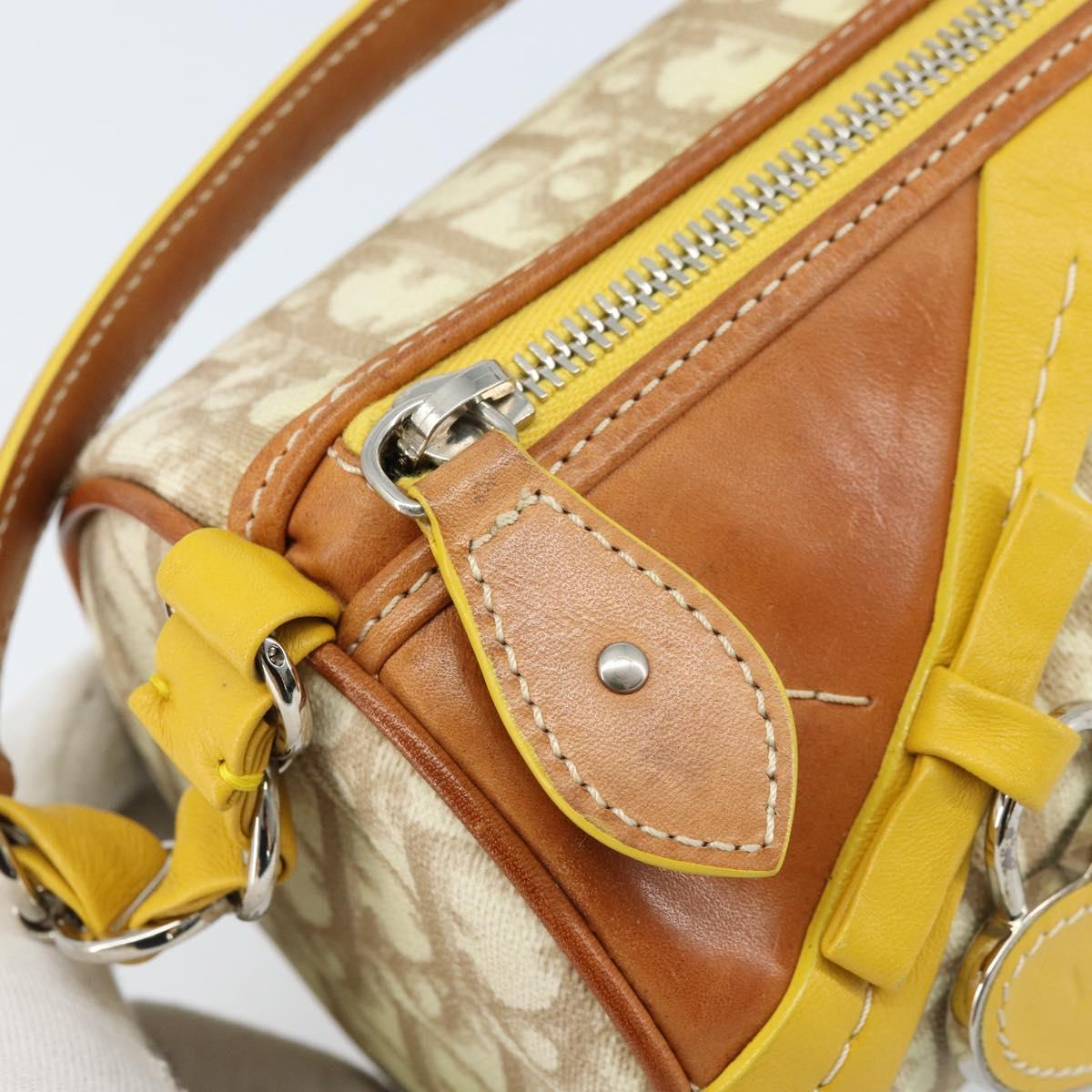 Christian Dior Trotter Canvas Romantic Bag PVC Beige Silver Auth 171447V