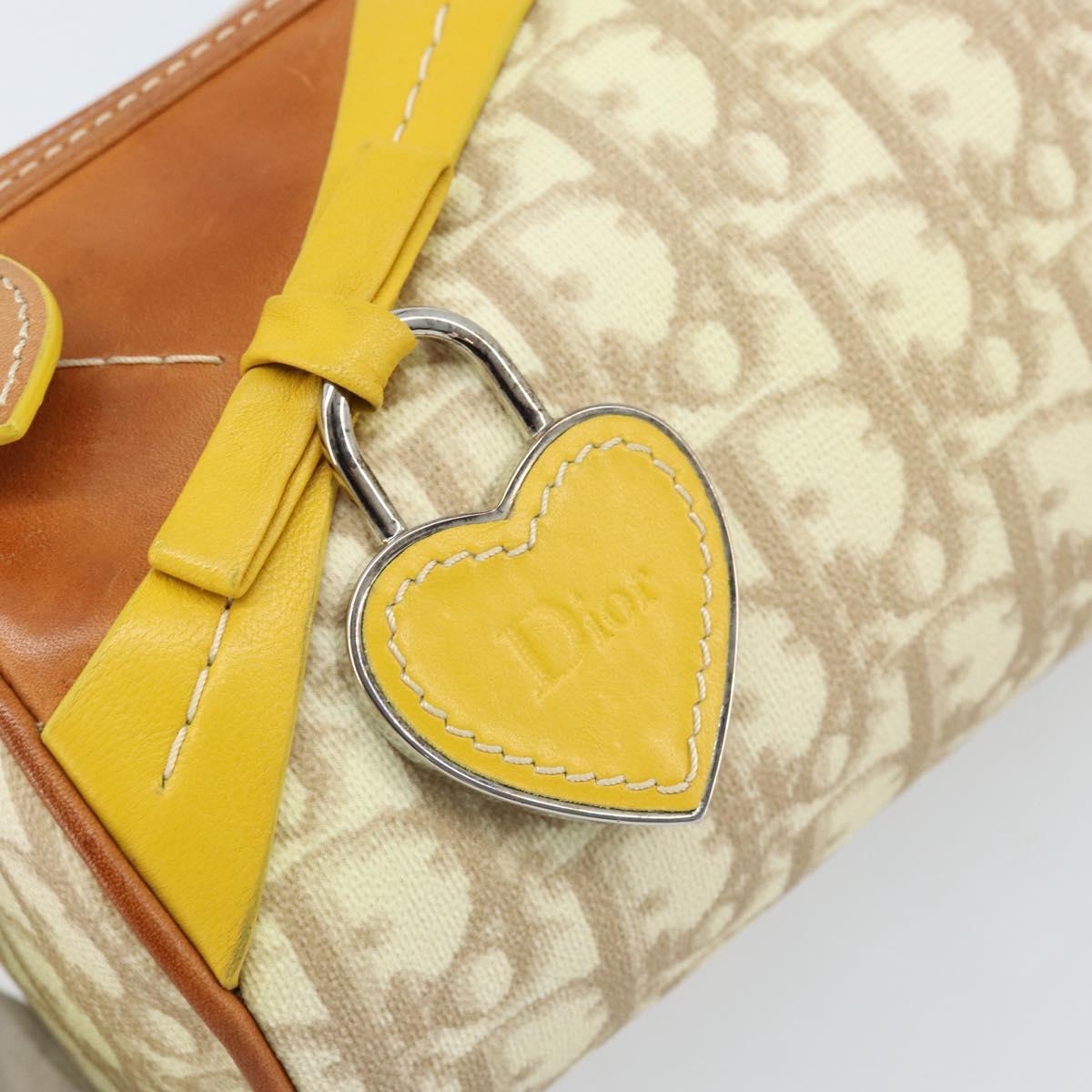 Christian Dior Trotter Canvas Romantic Bag PVC Beige Silver Auth 171447V