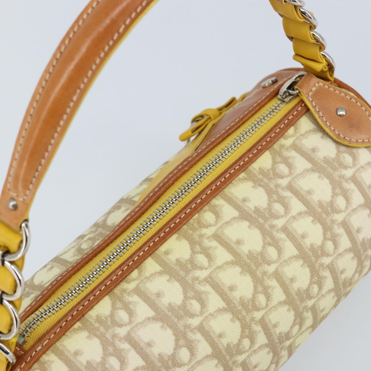 Christian Dior Trotter Canvas Romantic Bag PVC Beige Silver Auth 171447V