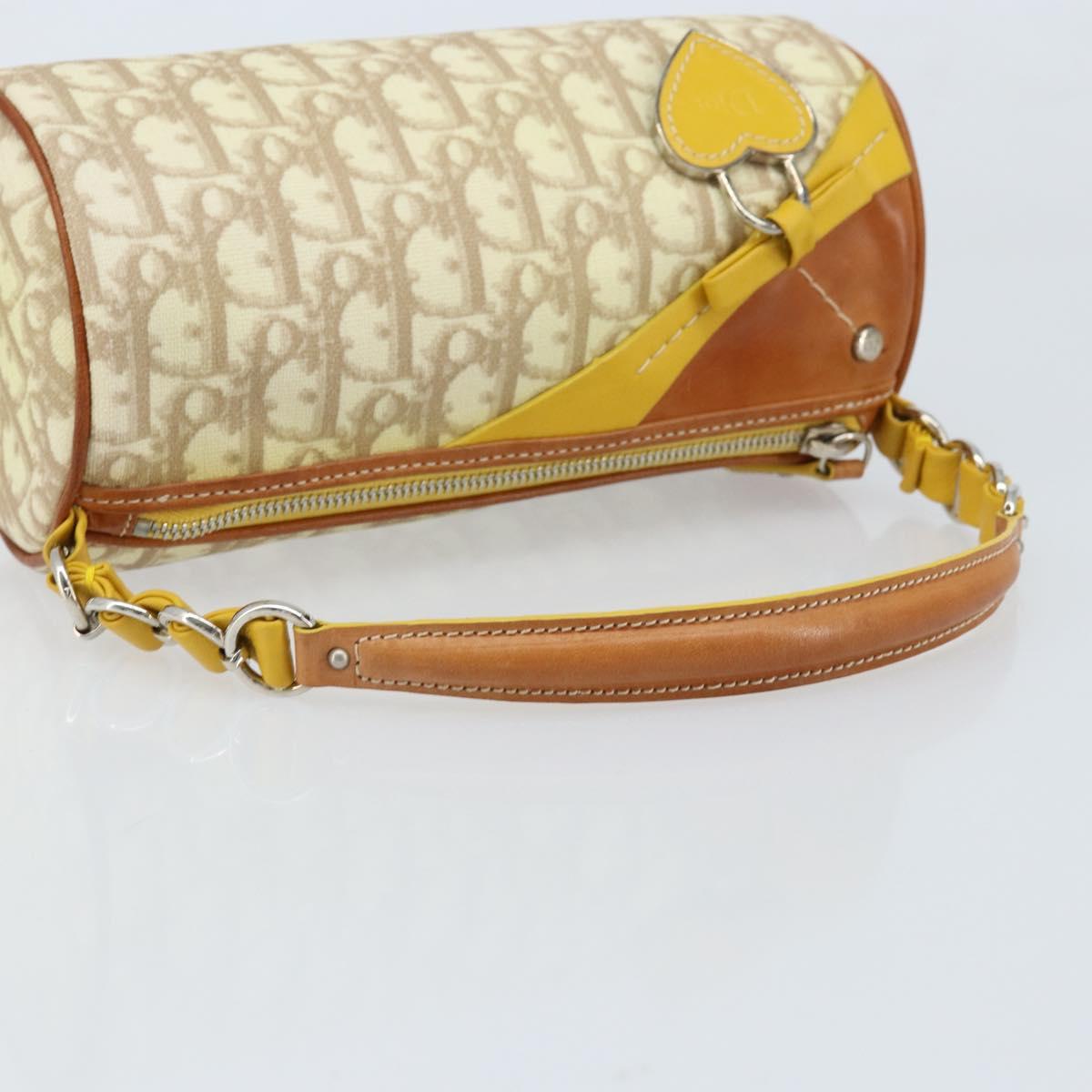 Christian Dior Trotter Canvas Romantic Bag PVC Beige Silver Auth 171447V
