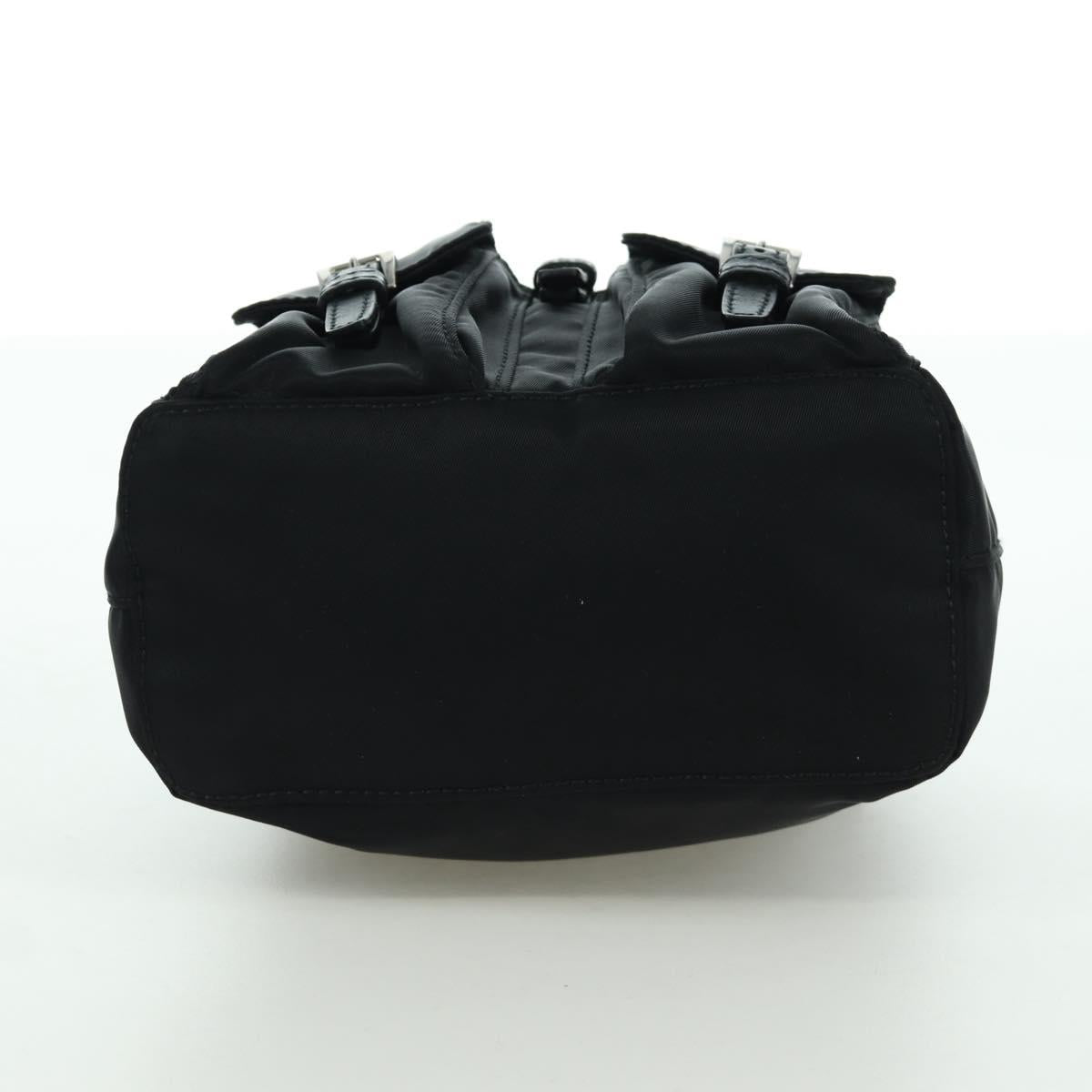 PRADA Chain Shoulder Bag Nylon Black Silver Auth 171449M