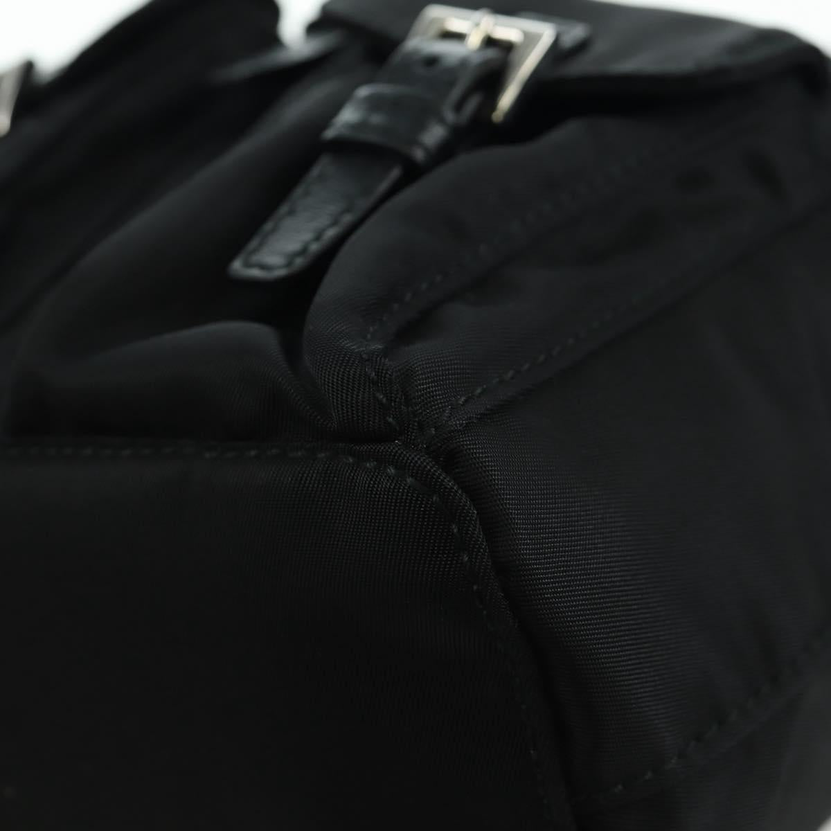 PRADA Chain Shoulder Bag Nylon Black Silver Auth 171449M