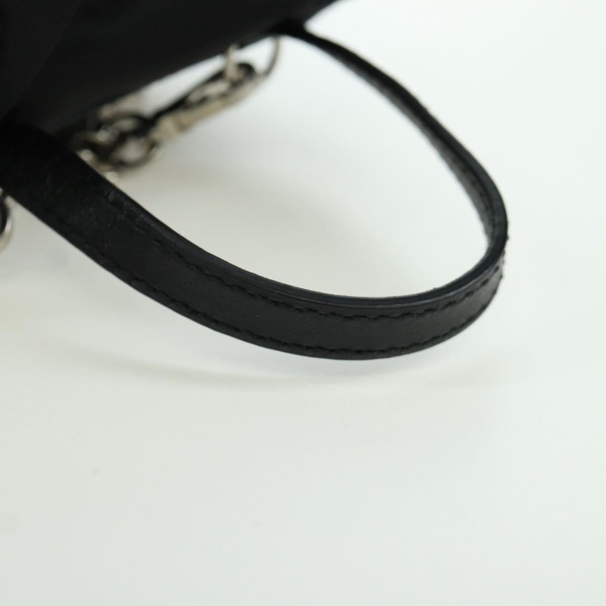 PRADA Chain Shoulder Bag Nylon Black Silver Auth 171449M