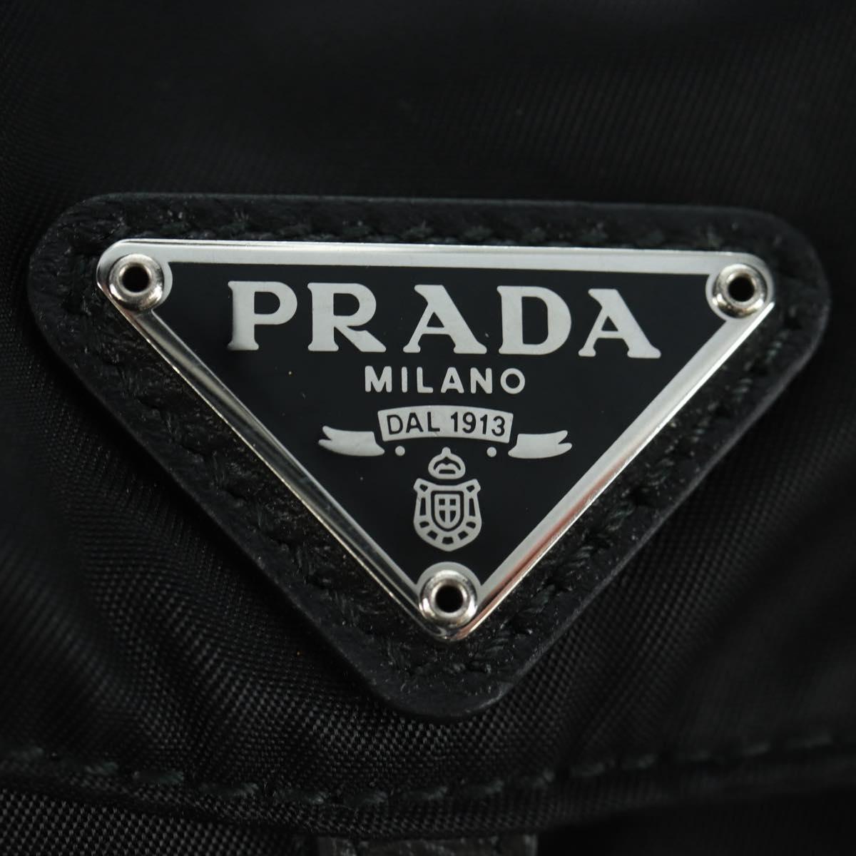 PRADA Chain Shoulder Bag Nylon Black Silver Auth 171449M