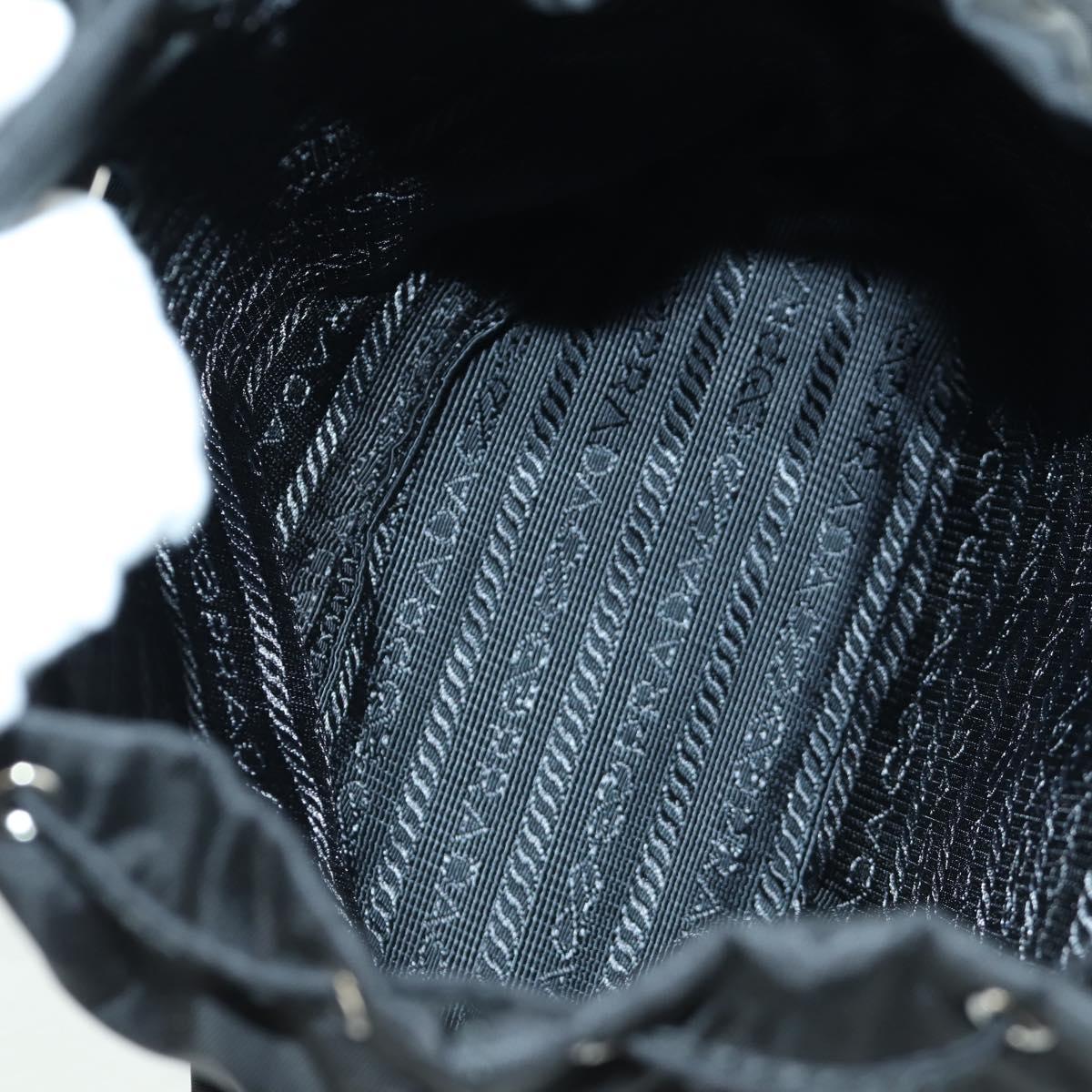 PRADA Chain Shoulder Bag Nylon Black Silver Auth 171449M