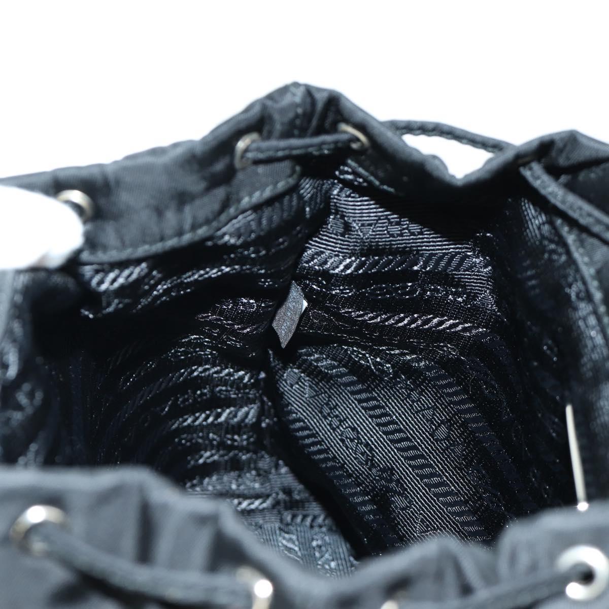 PRADA Chain Shoulder Bag Nylon Black Silver Auth 171449M