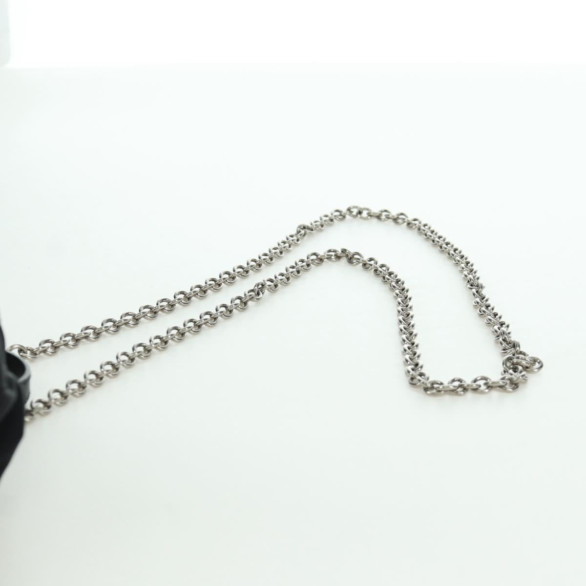 PRADA Chain Shoulder Bag Nylon Black Silver Auth 171449M