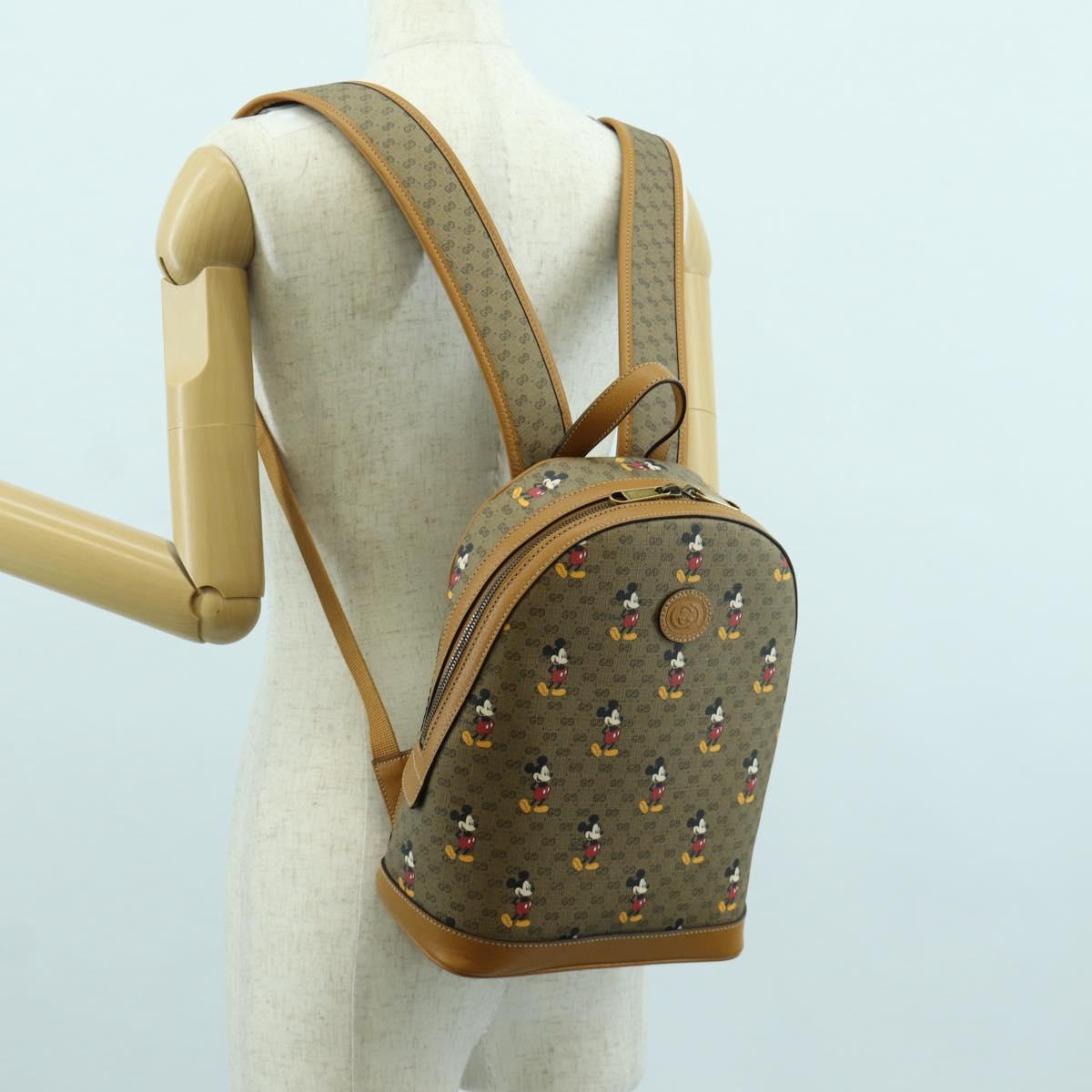 GUCCI Micro GG Supreme Disney Backpack PVC Beige Gold 552884 Auth 171451SAM