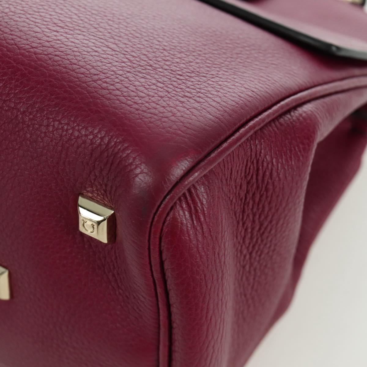 Salvatore Ferragamo Gancini Hand Bag Leather 2way Purple Gold Auth 171454A
