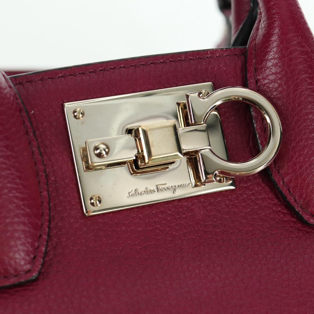 Salvatore Ferragamo Gancini Hand Bag Leather 2way Purple Gold Auth 171454A