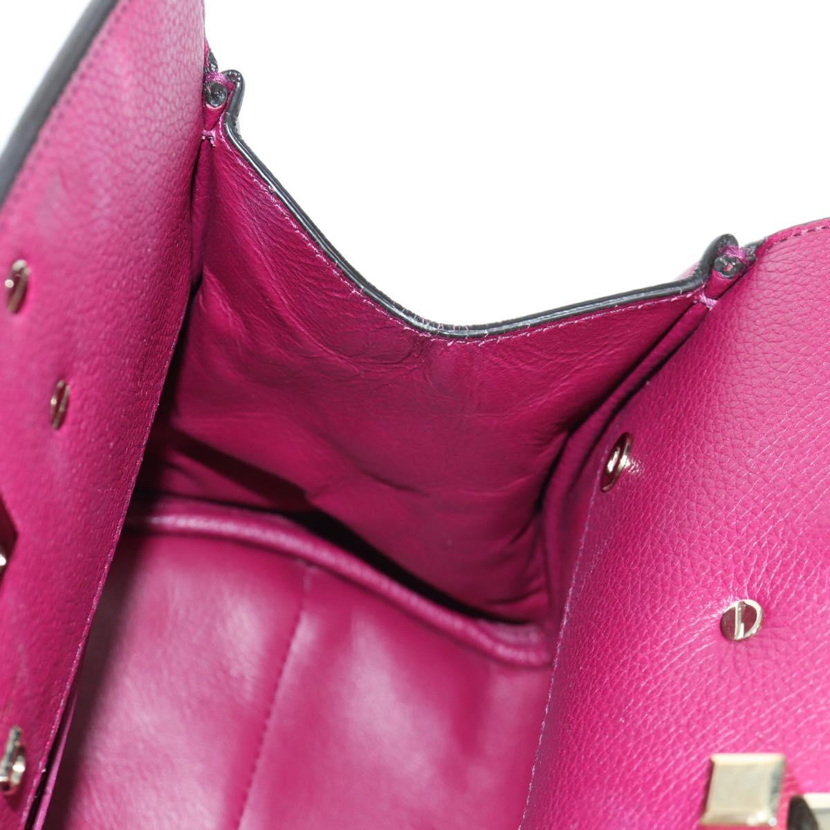Salvatore Ferragamo Gancini Hand Bag Leather 2way Purple Gold Auth 171454A