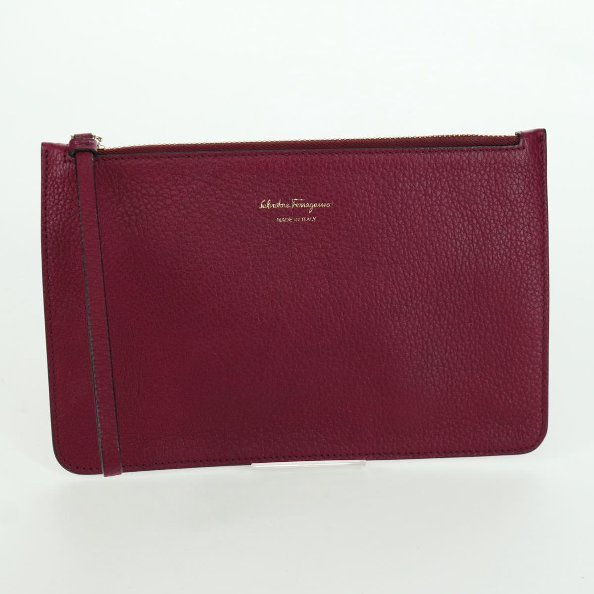 Salvatore Ferragamo Gancini Hand Bag Leather 2way Purple Gold Auth 171454A