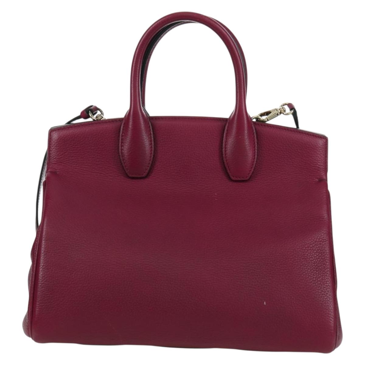 Salvatore Ferragamo Gancini Hand Bag Leather 2way Purple Gold Auth 171454A