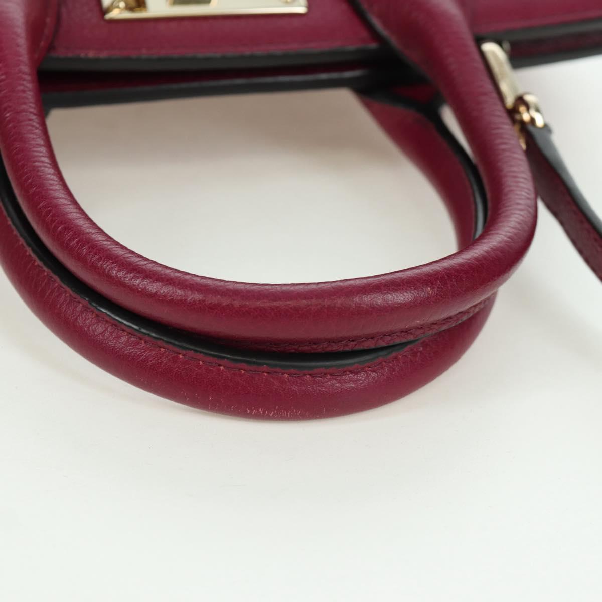 Salvatore Ferragamo Gancini Hand Bag Leather 2way Purple Gold Auth 171454A