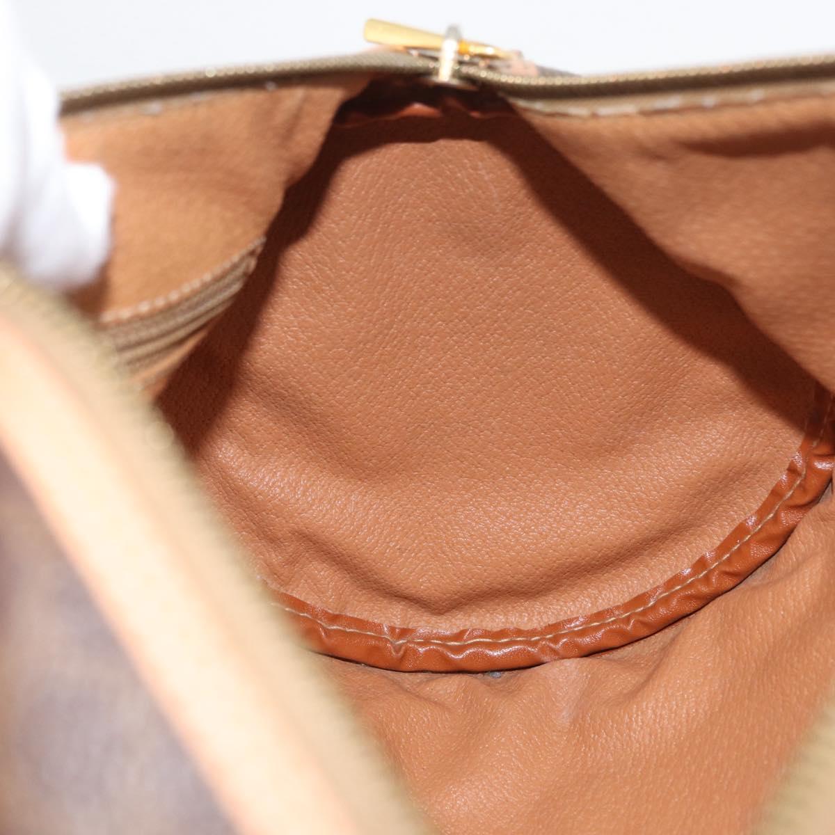 CELINE Macadam Canvas Hand Bag PVC Leather Brown Gold Auth 171455V