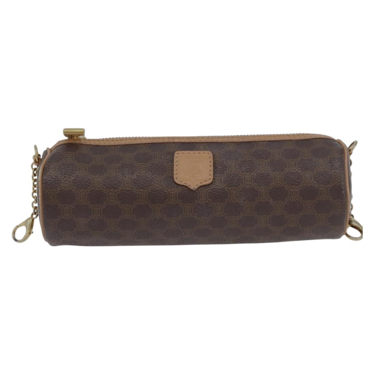 CELINE Macadam Canvas Hand Bag PVC Leather Brown Gold Auth 171455V