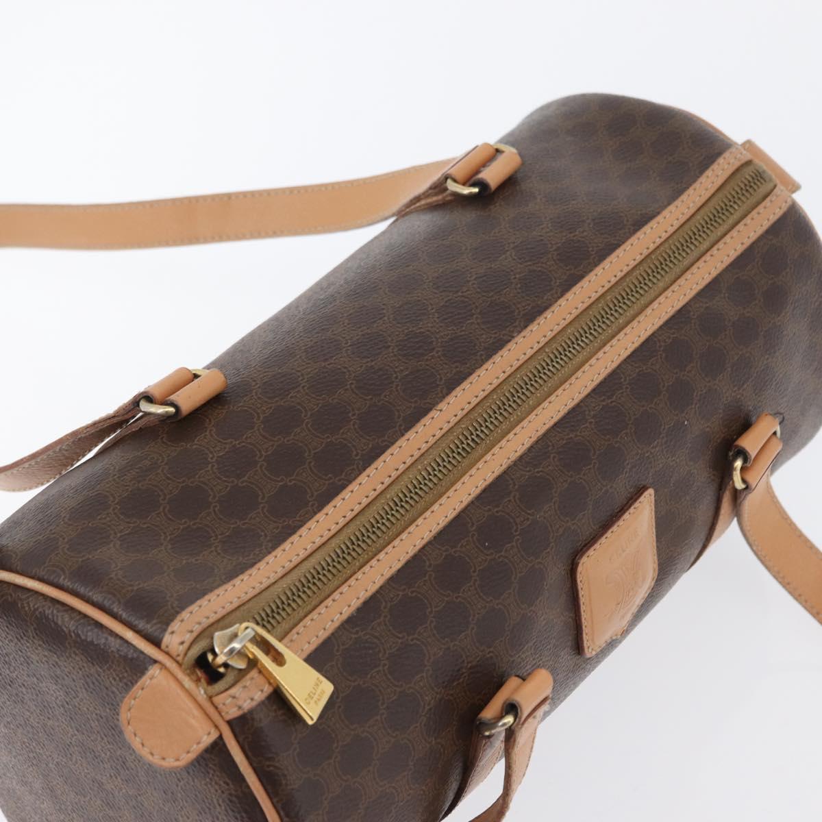 CELINE Macadam Canvas Hand Bag PVC Leather Brown Gold Auth 171455V