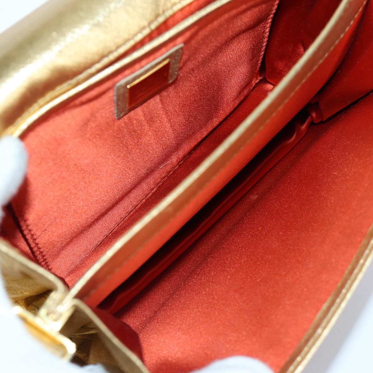 FENDI Sequin Shoulder Bag Leather Multicolor Gold Auth 171457SV