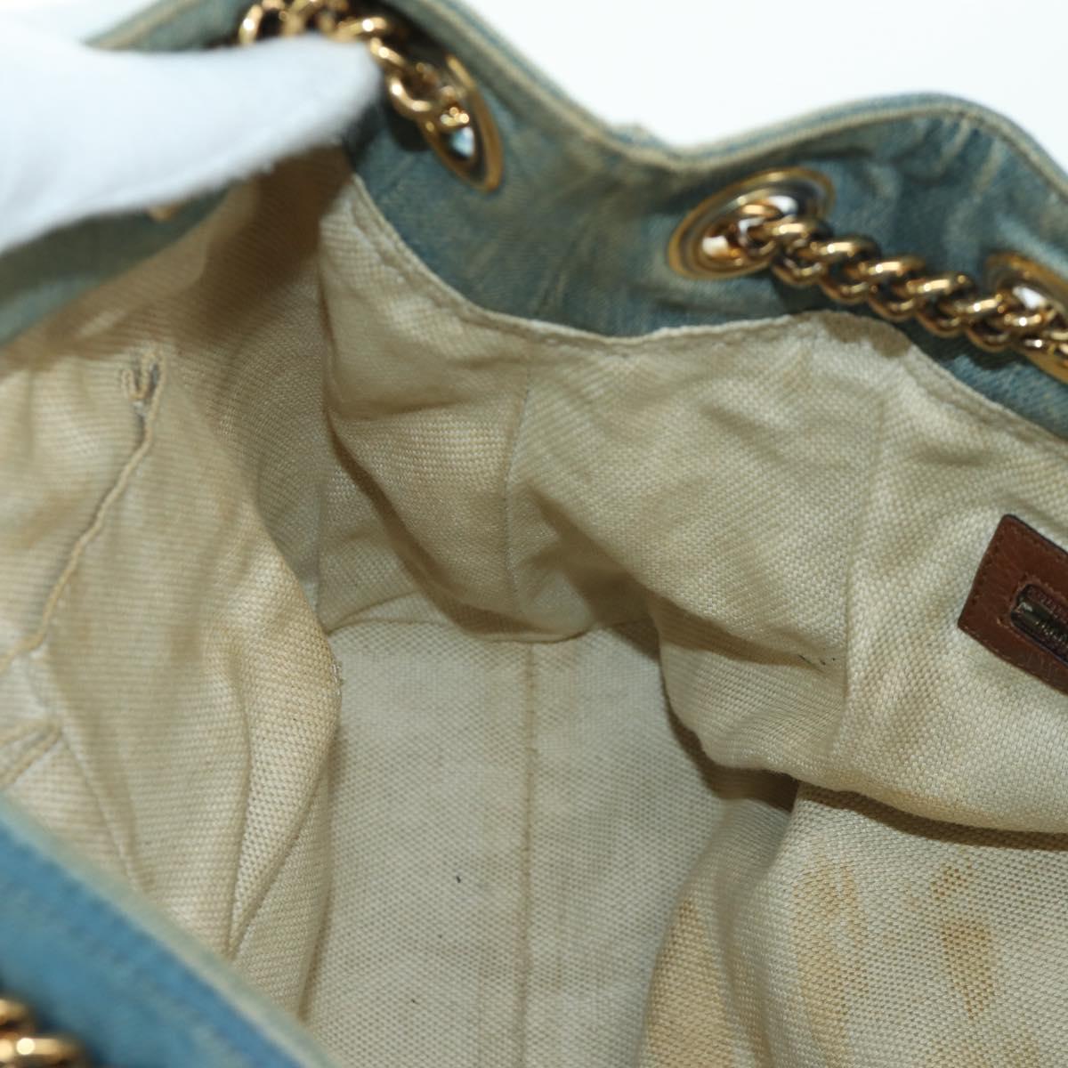 GUCCI Soho Chain Shoulder Bag Canvas Blue Gold 308982 Auth 171460