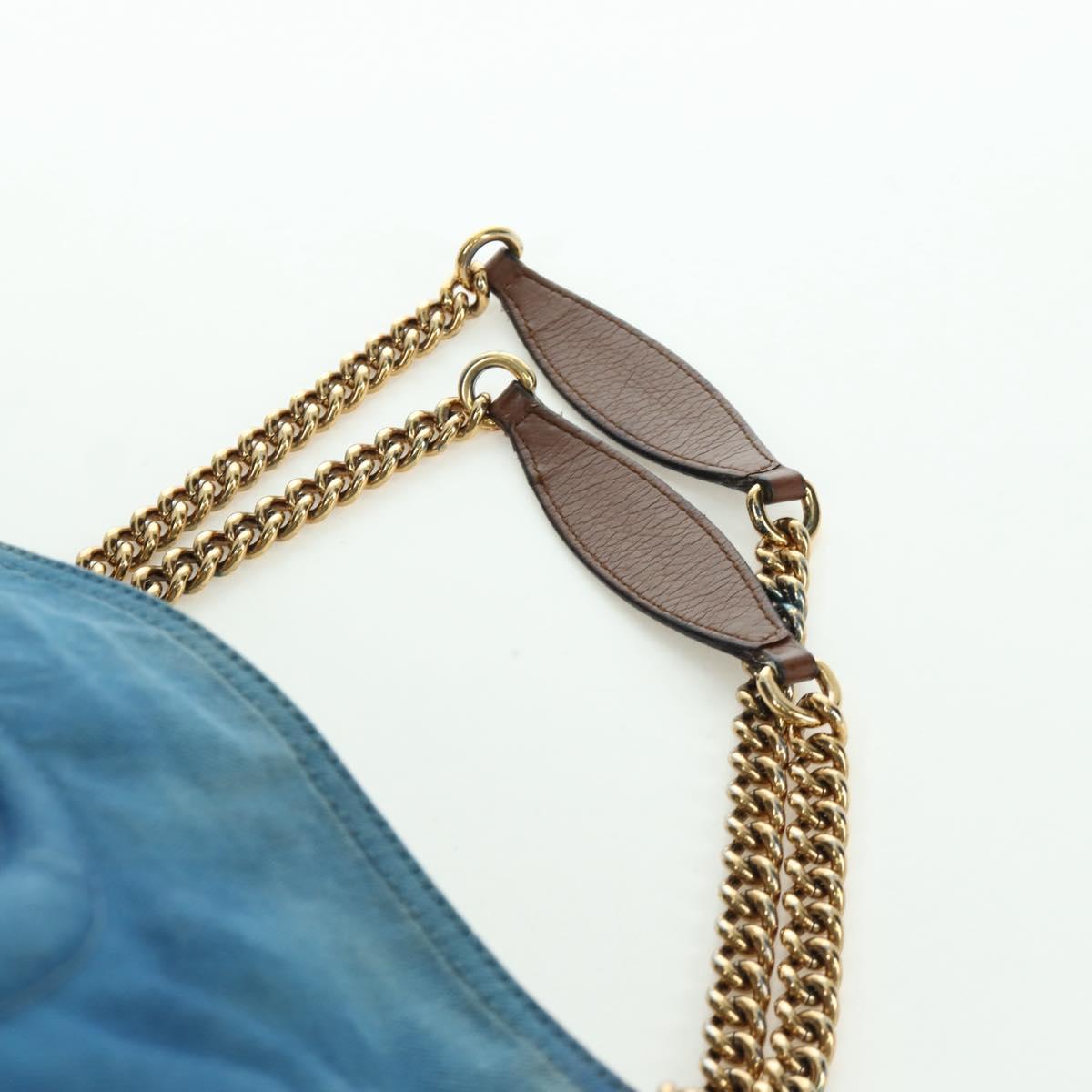 GUCCI Soho Chain Shoulder Bag Canvas Blue Gold 308982 Auth 171460