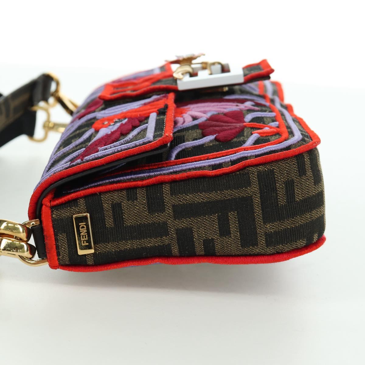 FENDI Zucca Canvas Mamma Baguette Shoulder Bag Brown Black Auth 171464SM