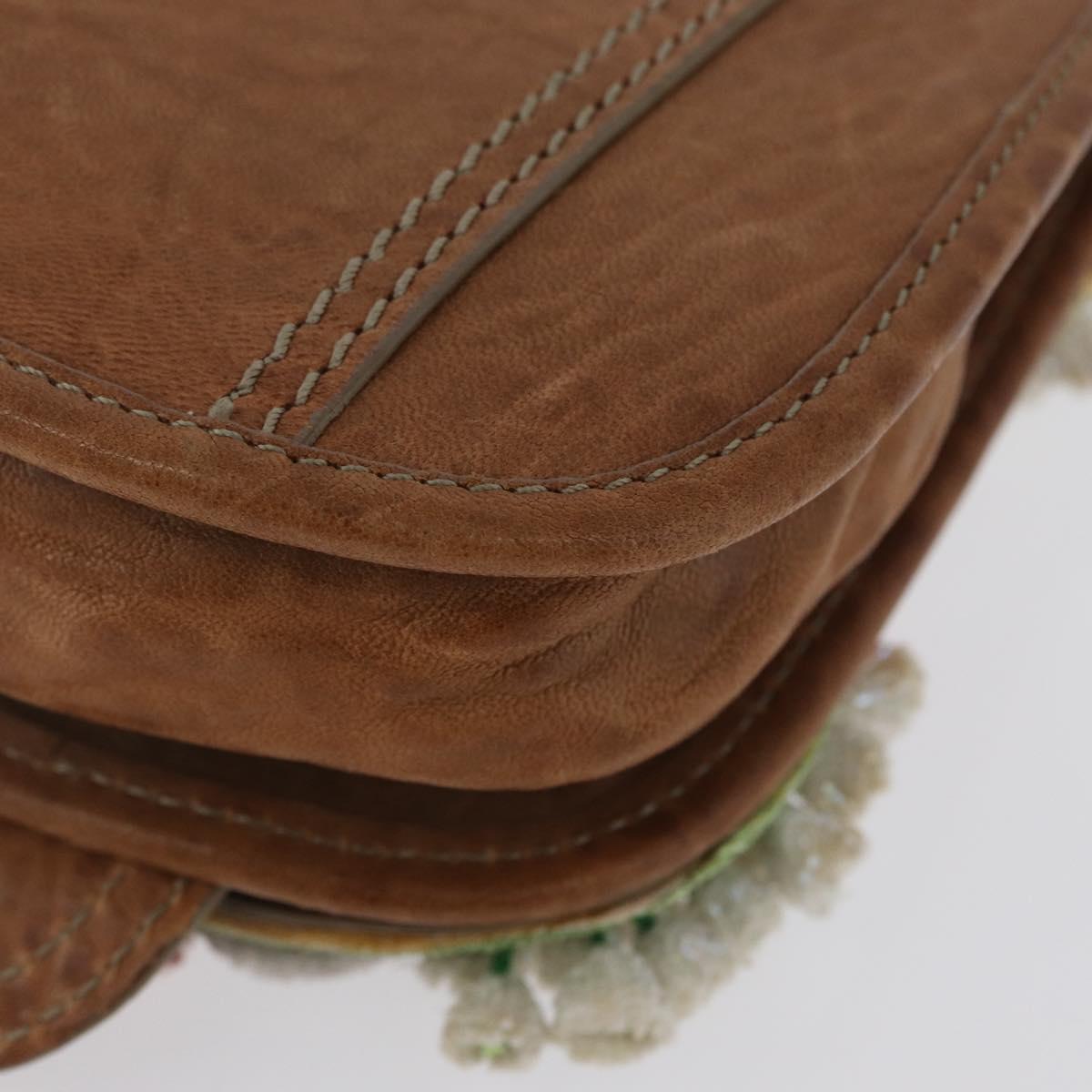 FENDI Chain Shoulder Bag Leather 2way Brown Auth 171467V
