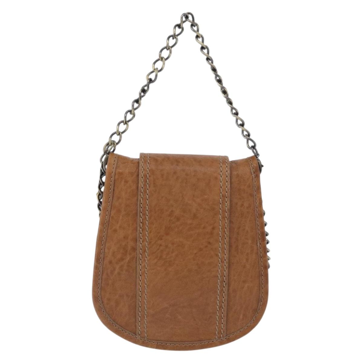 FENDI Chain Shoulder Bag Leather 2way Brown Auth 171467V