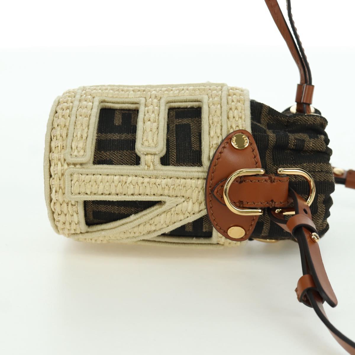 FENDI Step Out Chain Zucca Canvas Mamma Baguette Bag Brown Black Auth 171470SAM