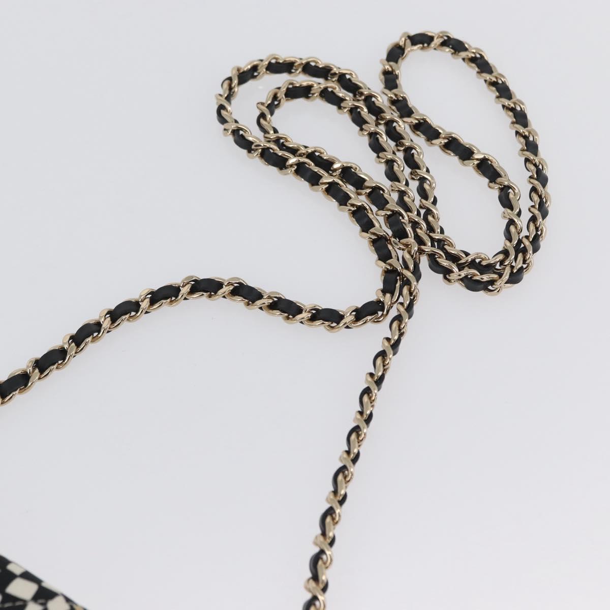 CHANEL Mini Matelasse 12 Chain Pouch Shoulder Satin Beige Gold CC Auth 171471SAM