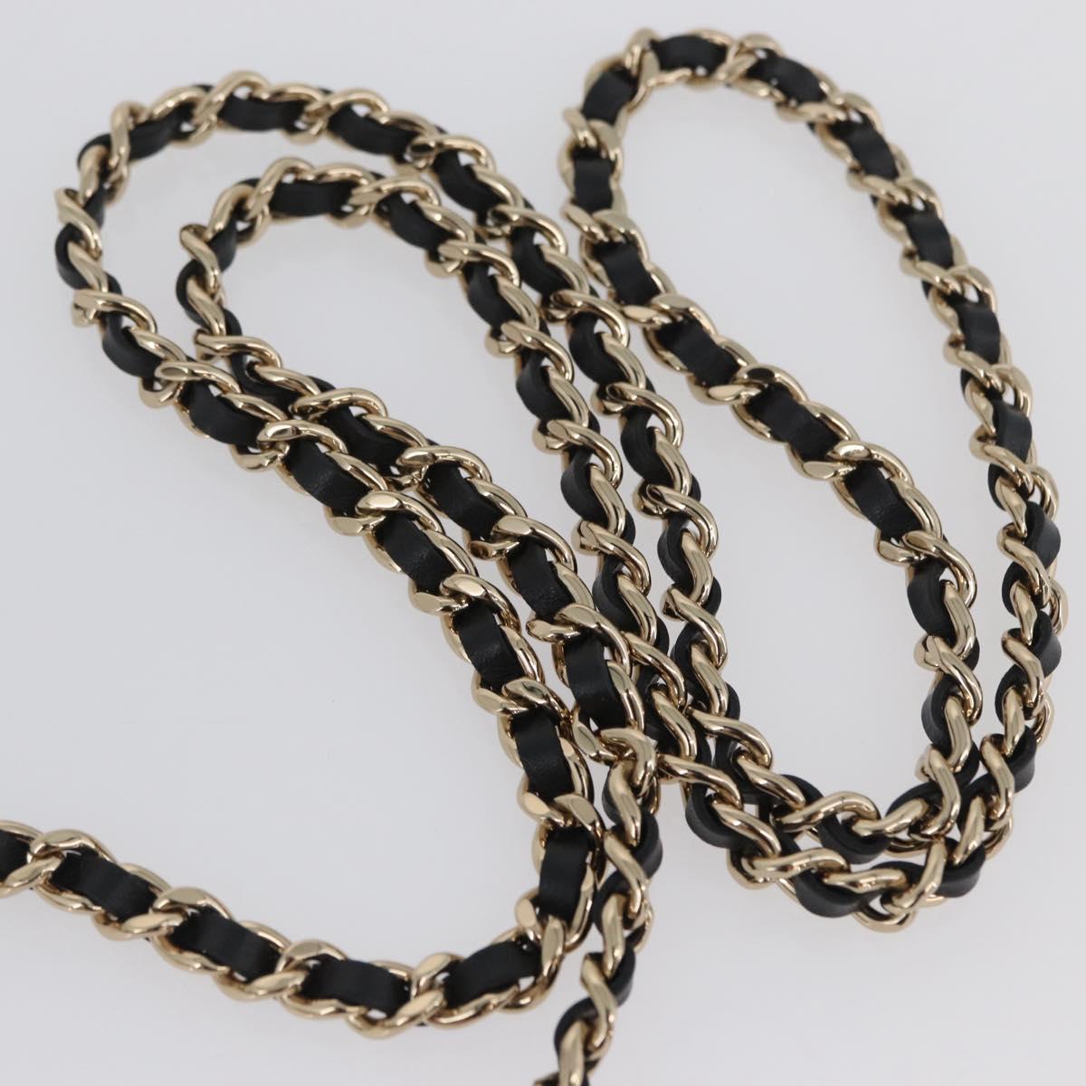 CHANEL Mini Matelasse 12 Chain Pouch Shoulder Satin Beige Gold CC Auth 171471SAM