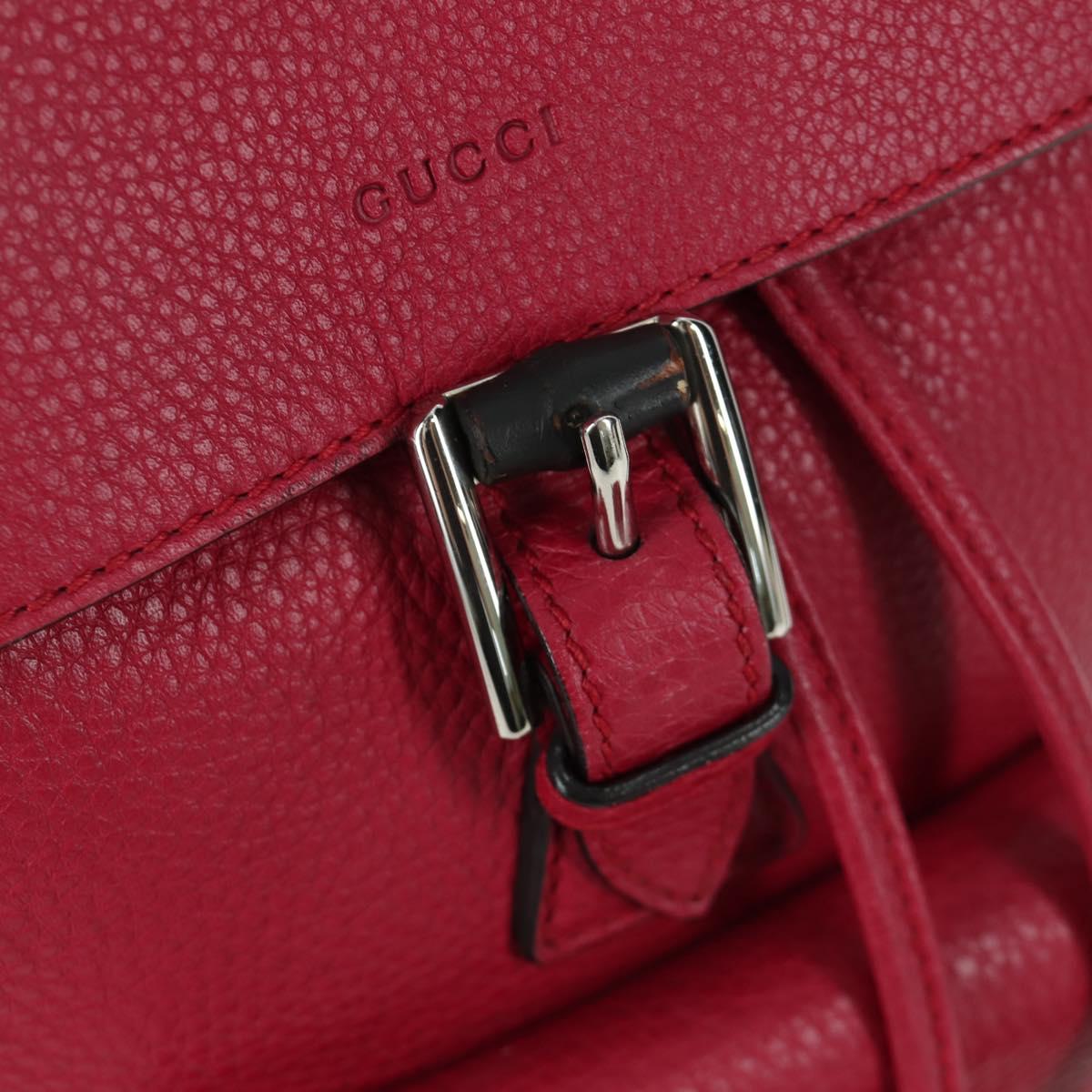 GUCCI Bamboo Backpack Leather Pink Silver 387149 Auth 171479V