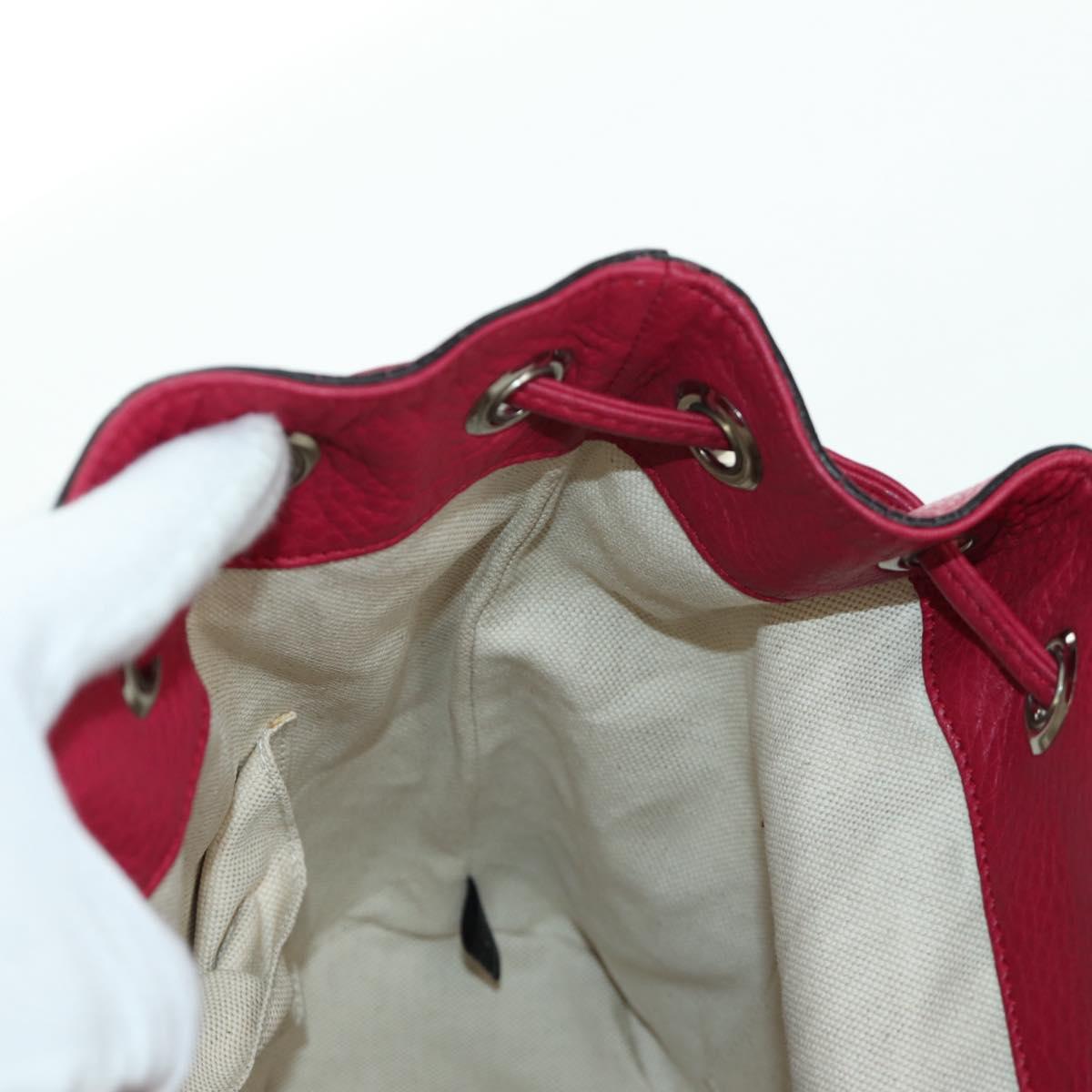 GUCCI Bamboo Backpack Leather Pink Silver 387149 Auth 171479V
