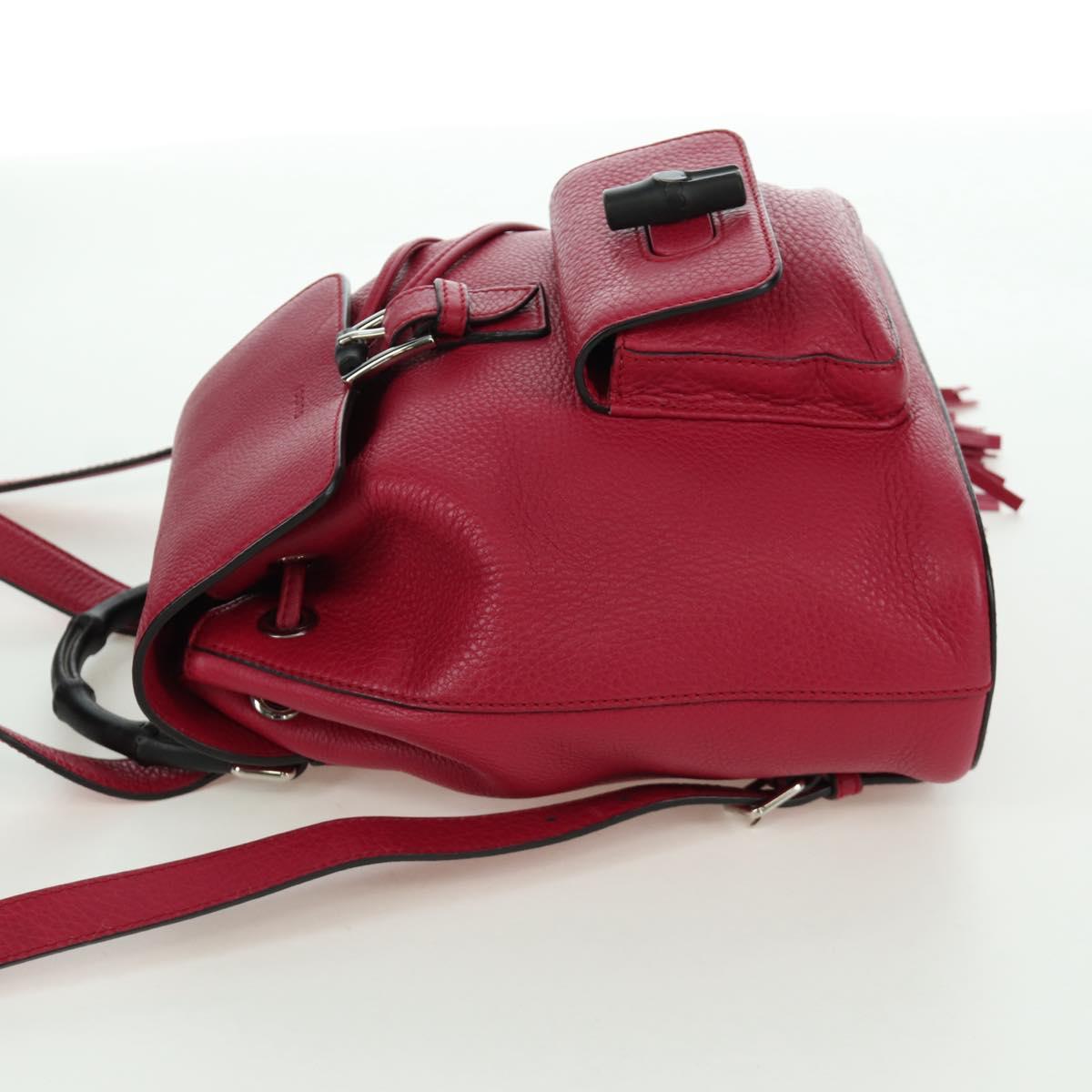 GUCCI Bamboo Backpack Leather Pink Silver 387149 Auth 171479V