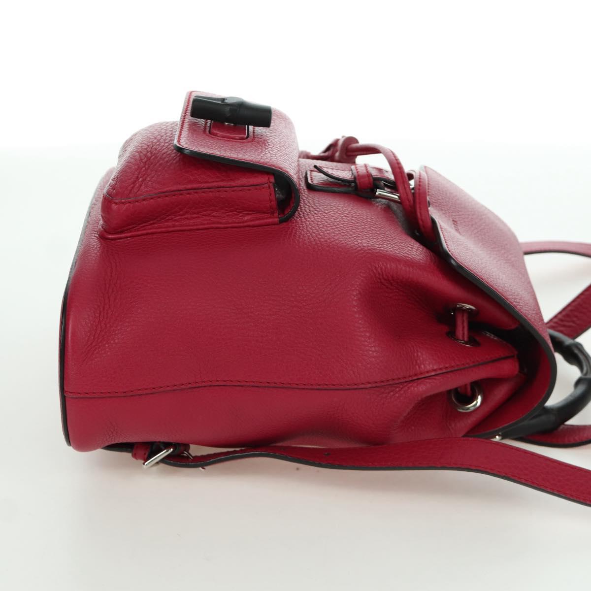 GUCCI Bamboo Backpack Leather Pink Silver 387149 Auth 171479V