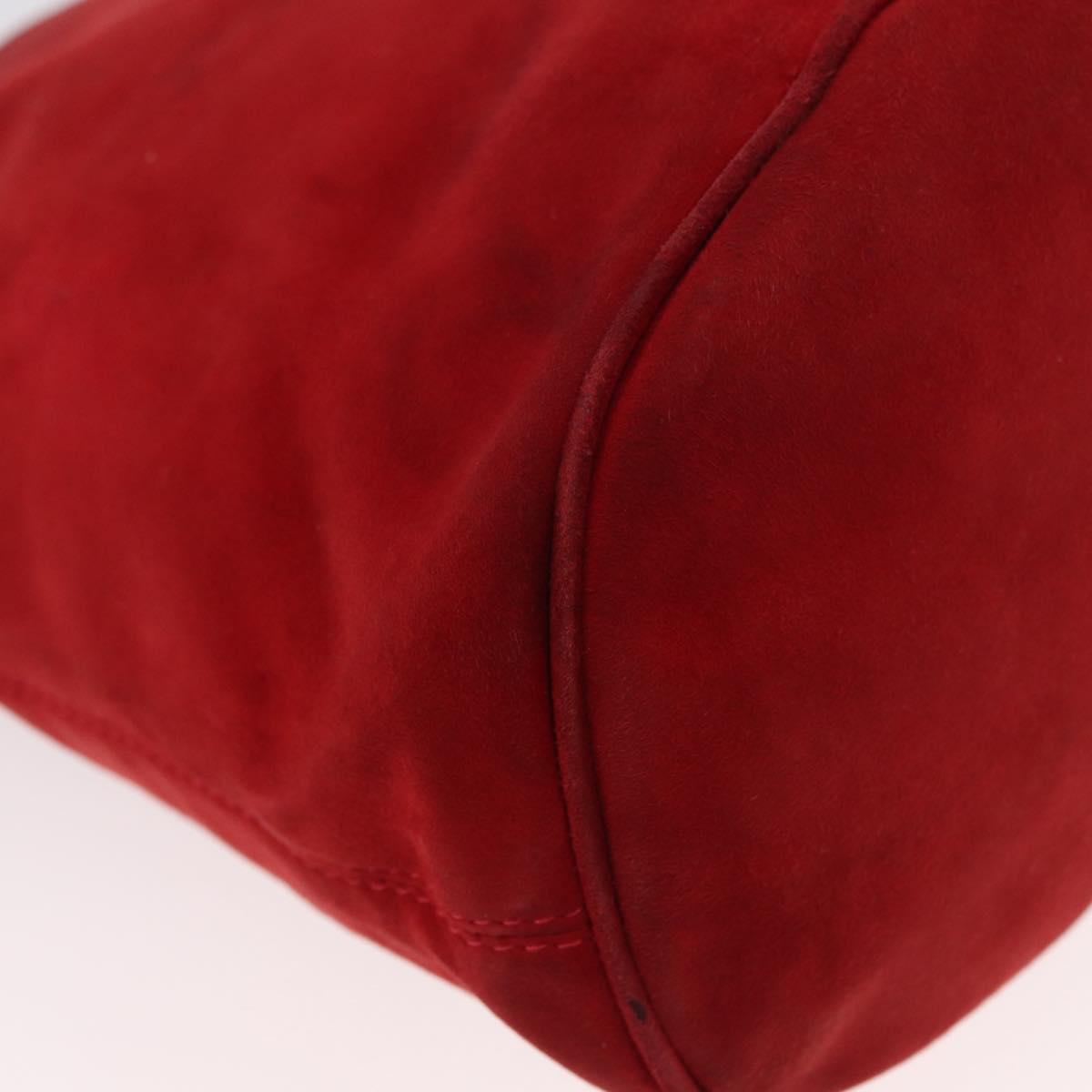 FENDI Hand Bag Suede 2way Red Gold Auth 171482V