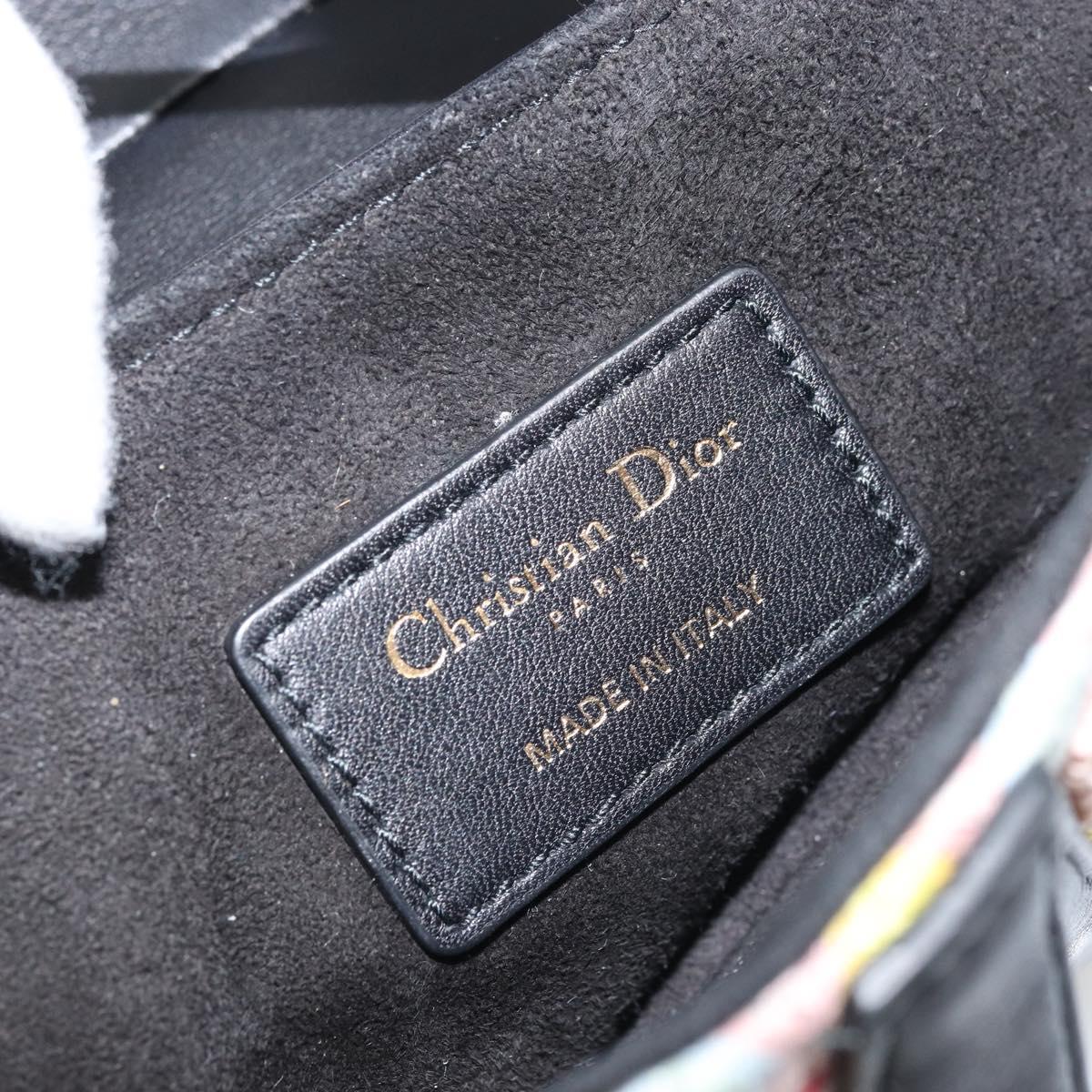 Christian Dior Beads Saddle Hand Bag Canvas Multicolor Gold Auth 171485SM